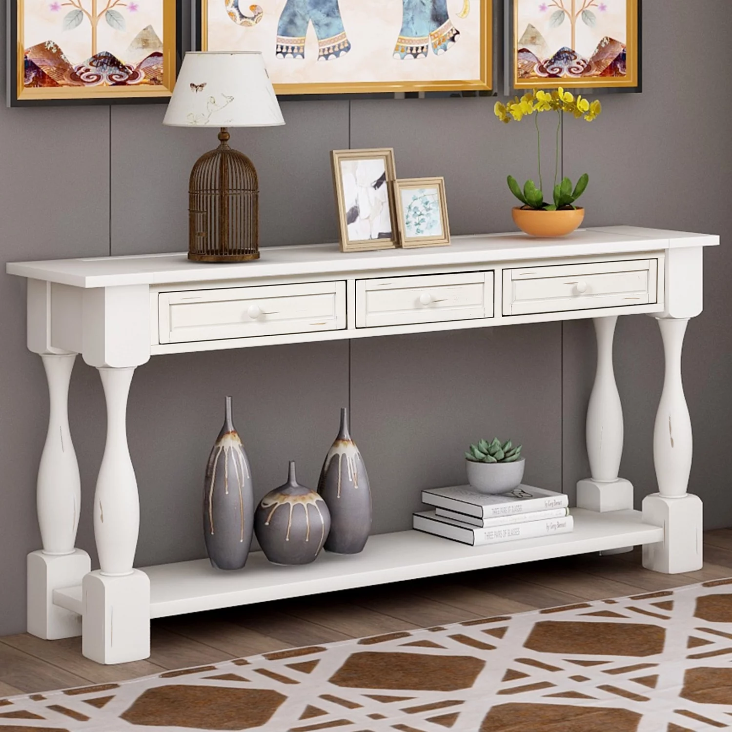 EUROCO Solid Wood Console Table,64