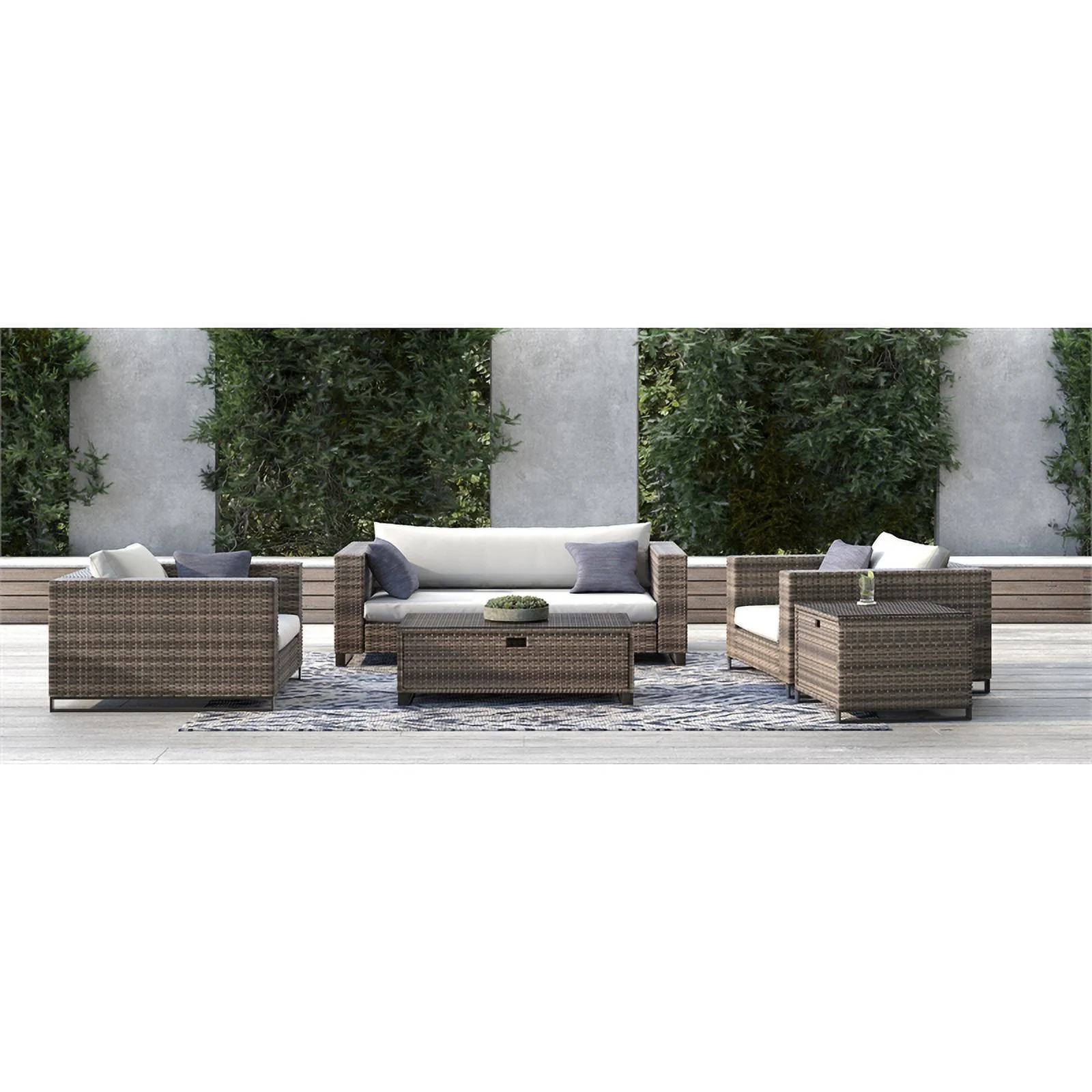 Afuera Living Modern / Contemporary Outdoor Arm Chair in Gray and Brown