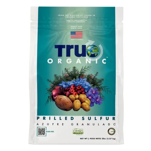 True Organic Plant Food - Prilled Sulfur (Soil Acidifier) - Granular Fertilizer 5 lbs - CDFA, OMRI Listed for Organic Gardening