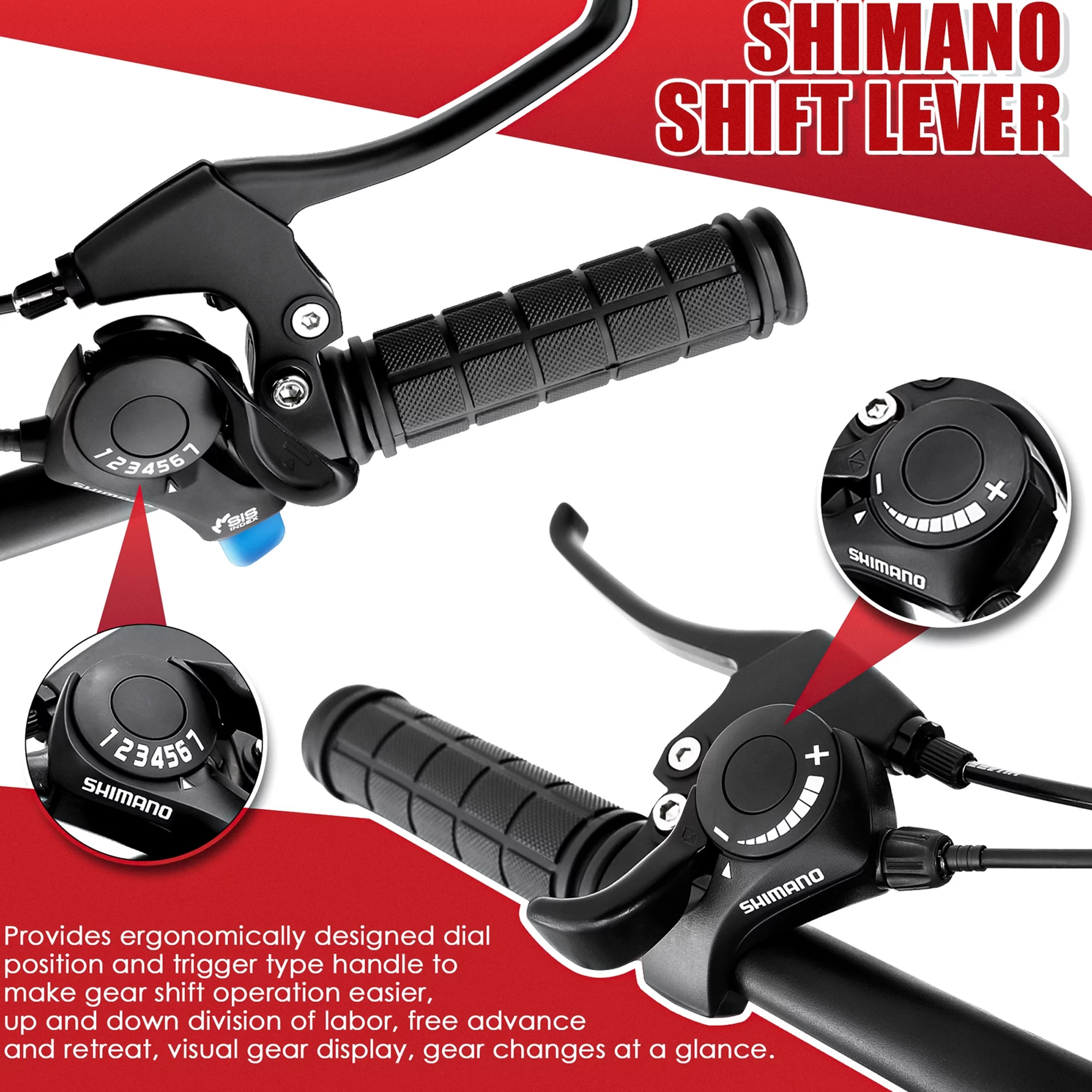 SOCOOL Youth/Adult Mountain Bike, Aluminum and Steel Frame, 26-Inch Wheels, MTB Bicycle, Shimano 21 Speeds -White & Black & Blue, OL002BK