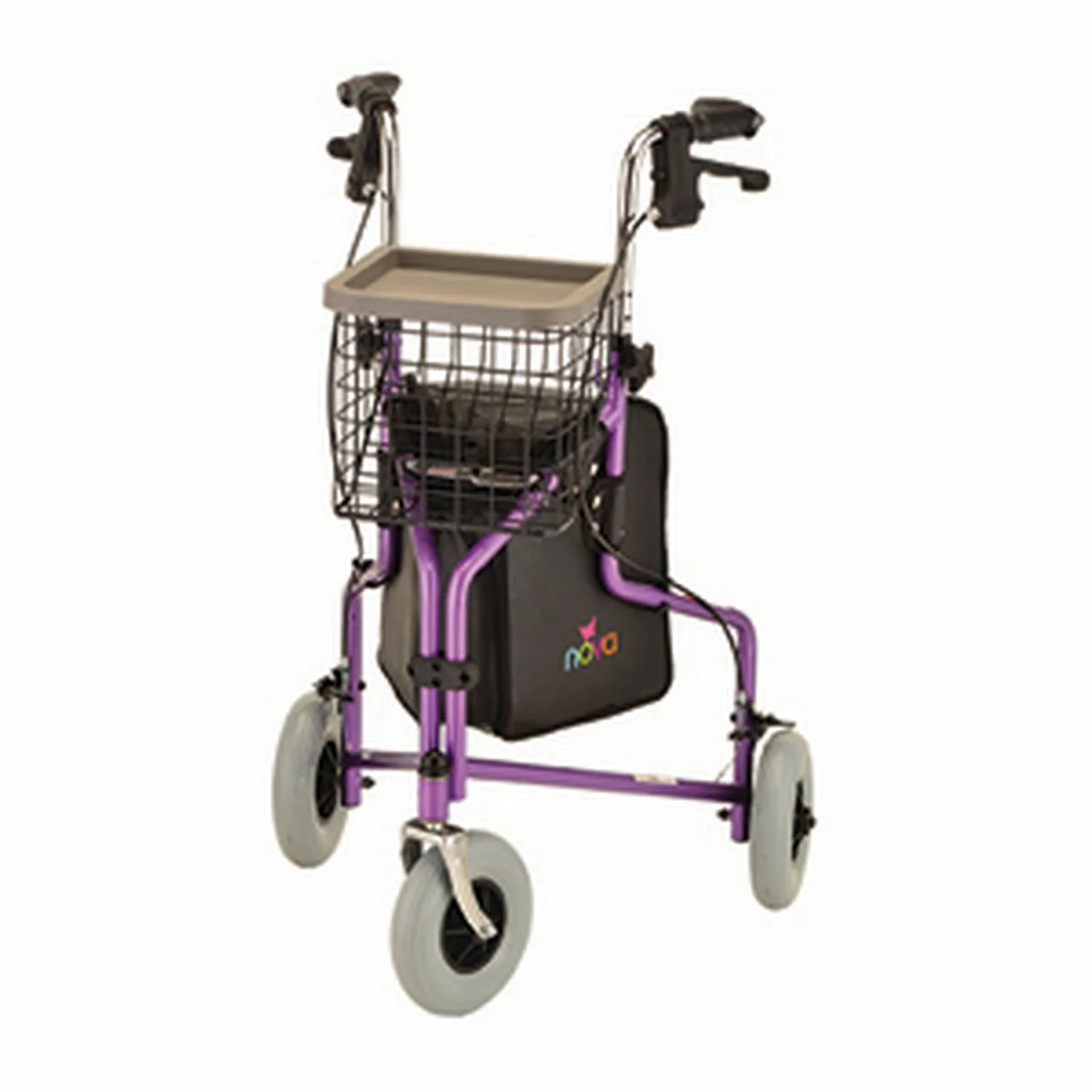Rollator Nova Traveler 3 Wheel Steel Rolling Walker Weight Capacity 250 lbs (Purple)