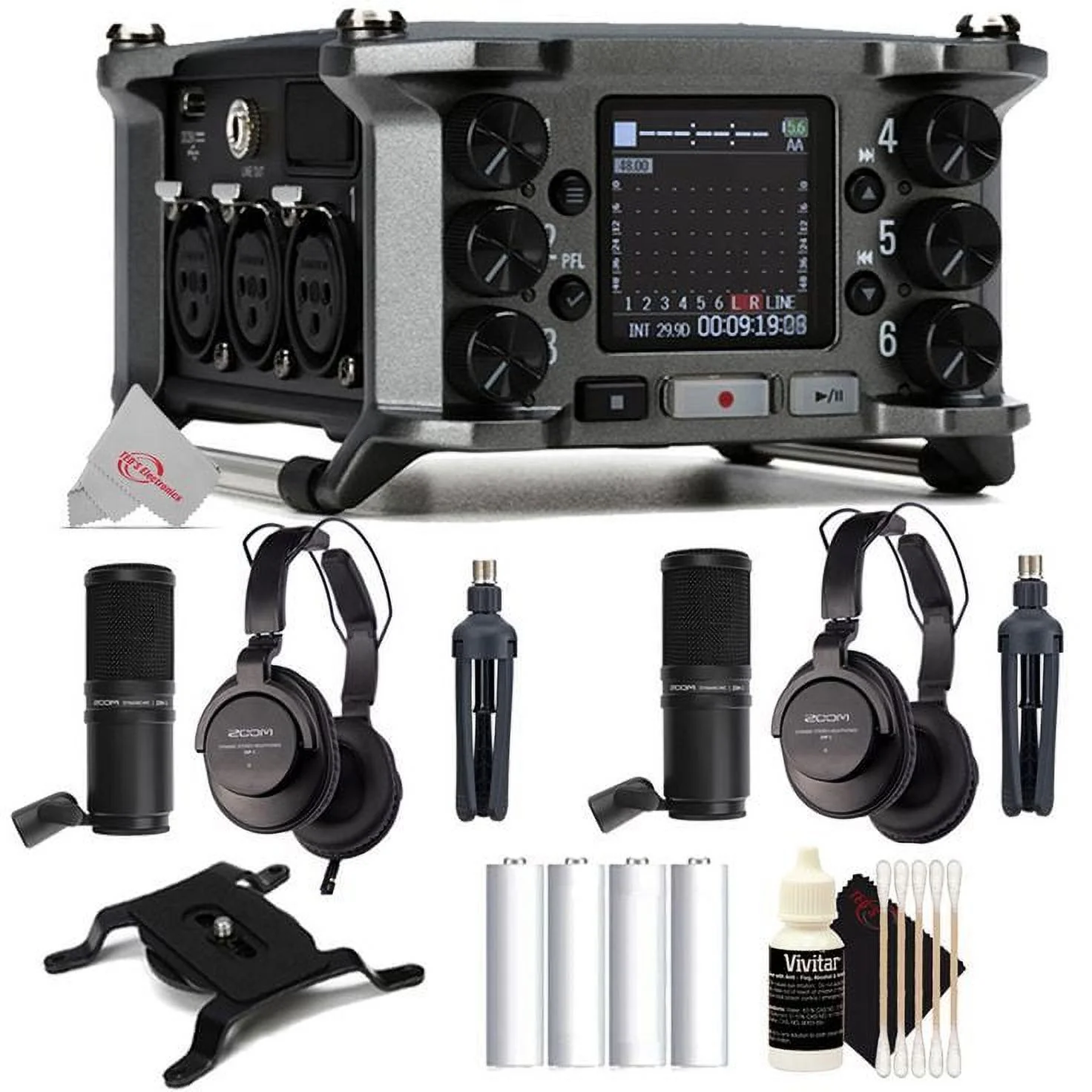 Zoom F6 6-Input / 14-Track Multi-Track Field Recorder with Two Podcast Mic Pack
