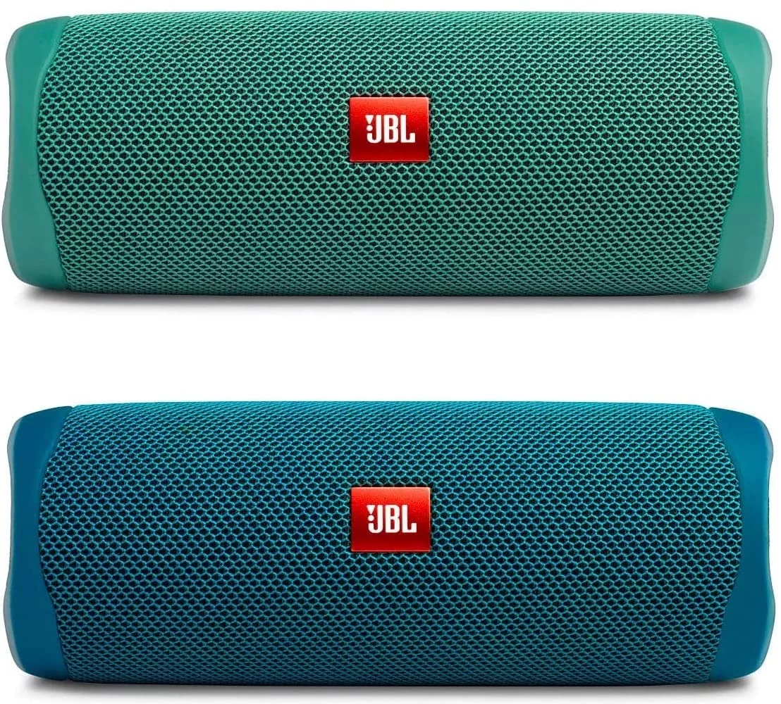 JBL Flip 5 Waterproof Portable Wireless Bluetooth Speaker Bundle - (Pair) Eco Blue and Eco Green