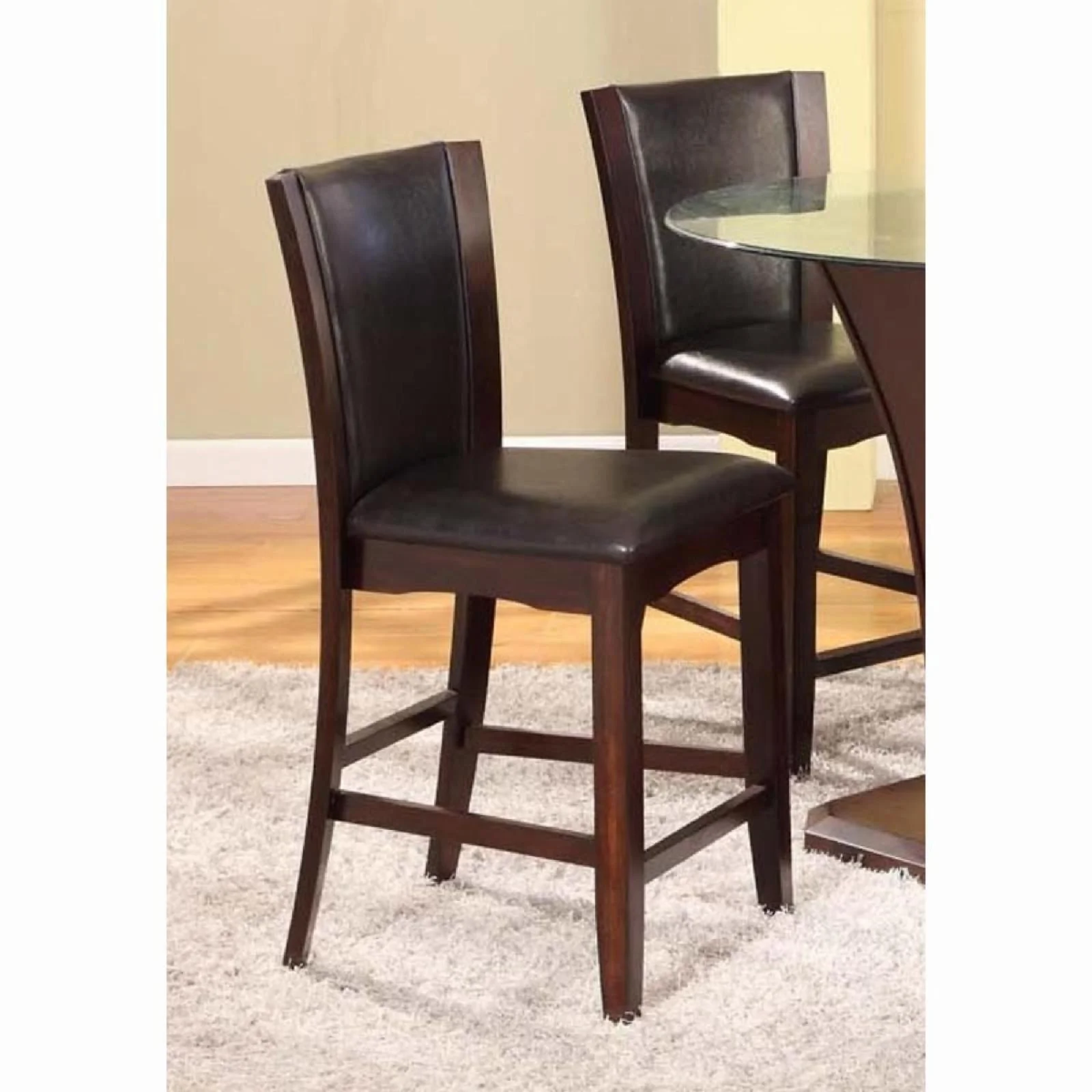 Roundhill Furniture Kecco 5 Piece Round Faux Leather Counter Height Dining Table Set