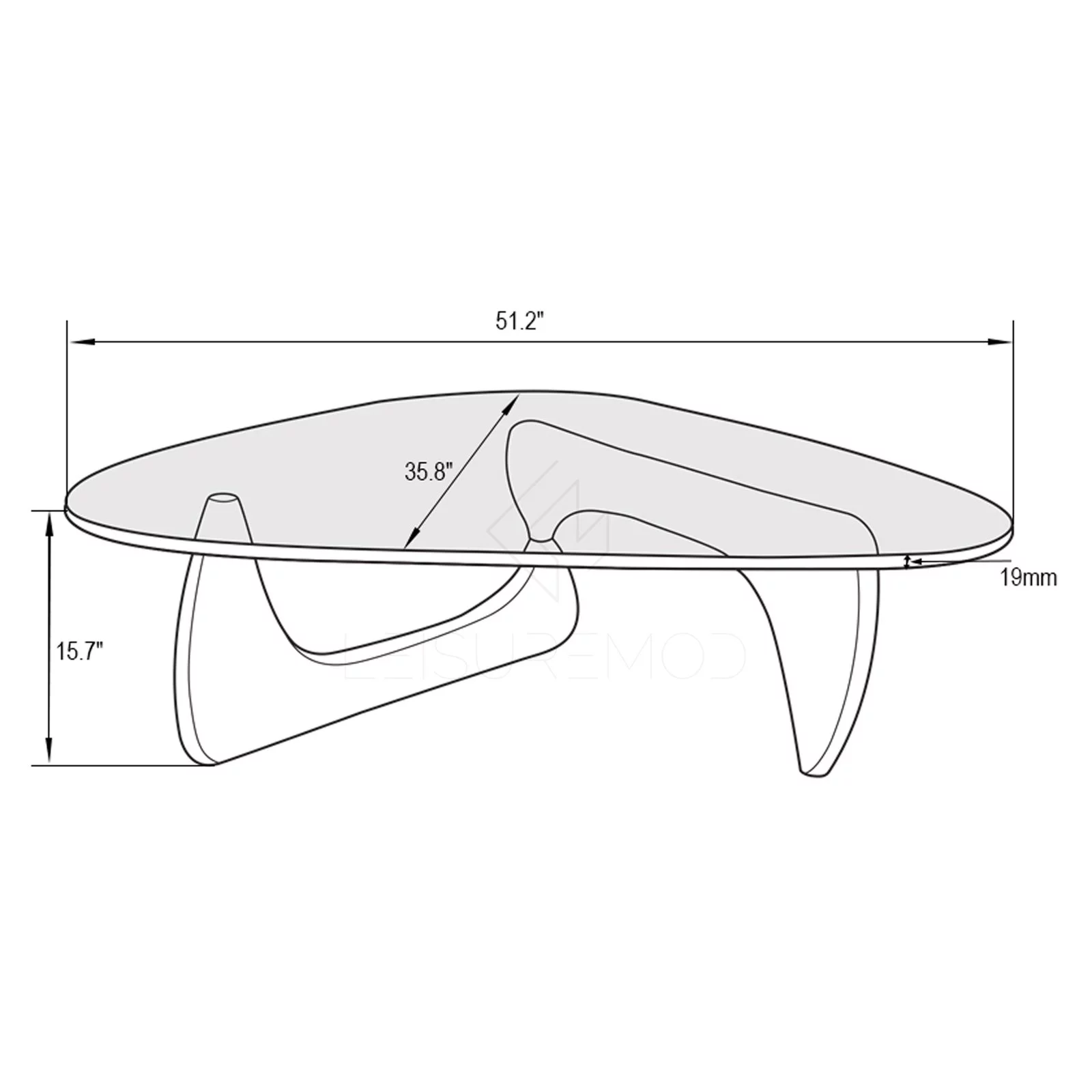 LeisureMod Imperial Triangle Coffee Table