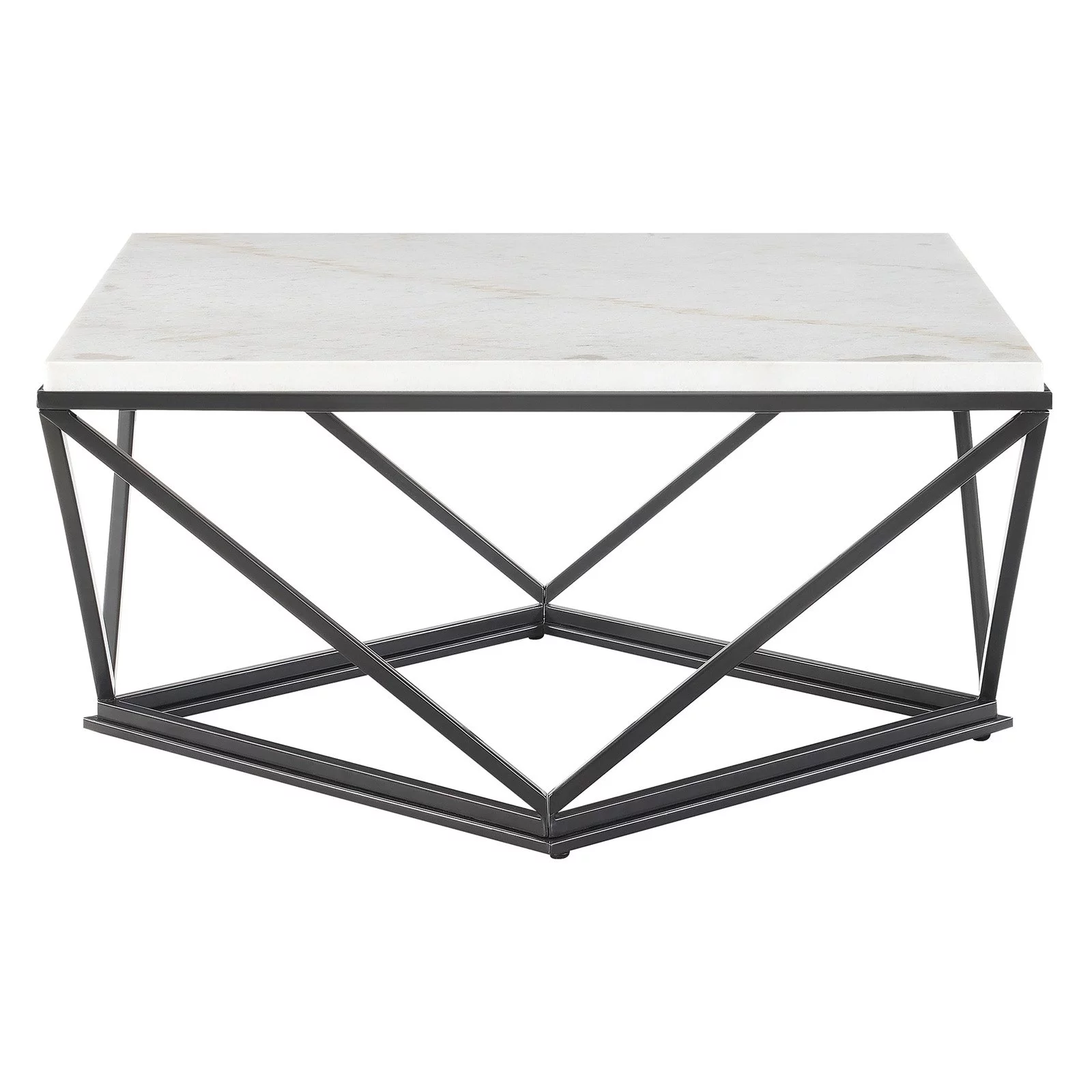 Picket House Furnishings Conner Square Marble Top Coffee Table in White/Black