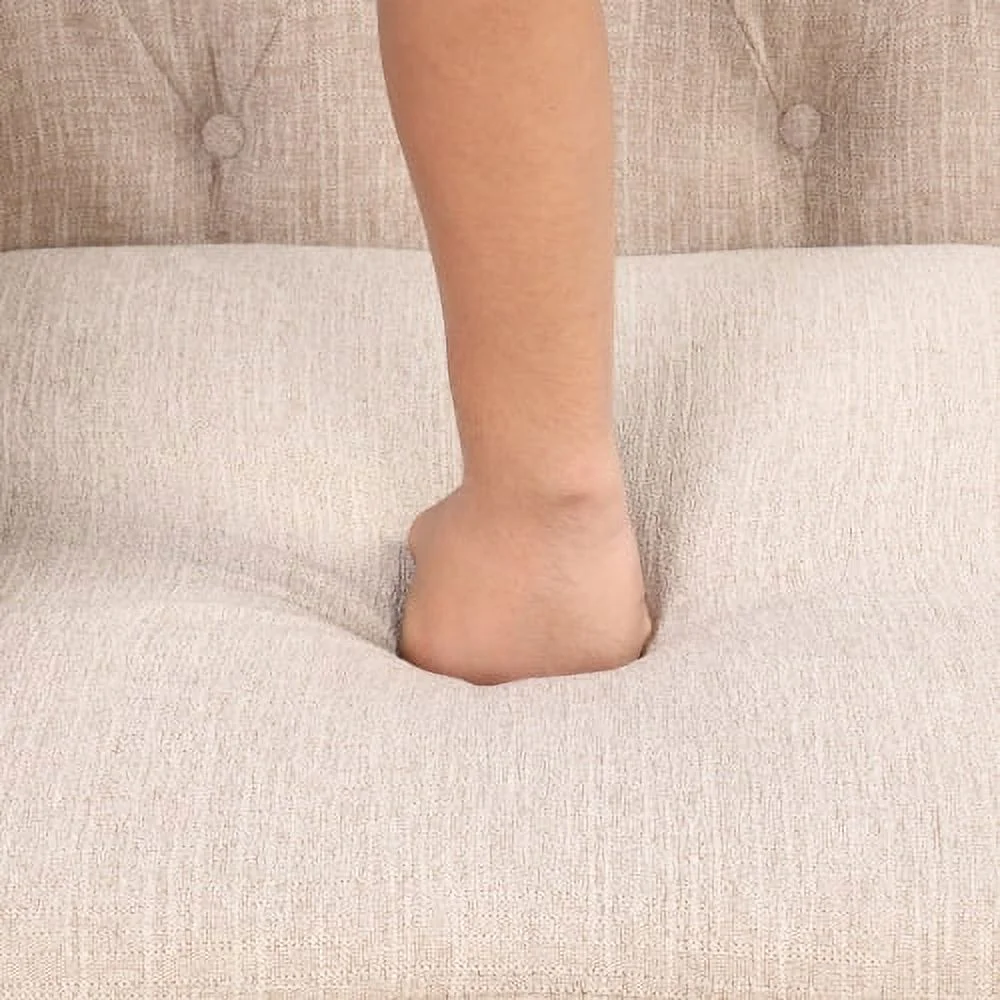 JHOOTUUO 39” modern sofa Dutch plush upholstered sofa  solid wood legs  buttoned tufted backrest  Blue