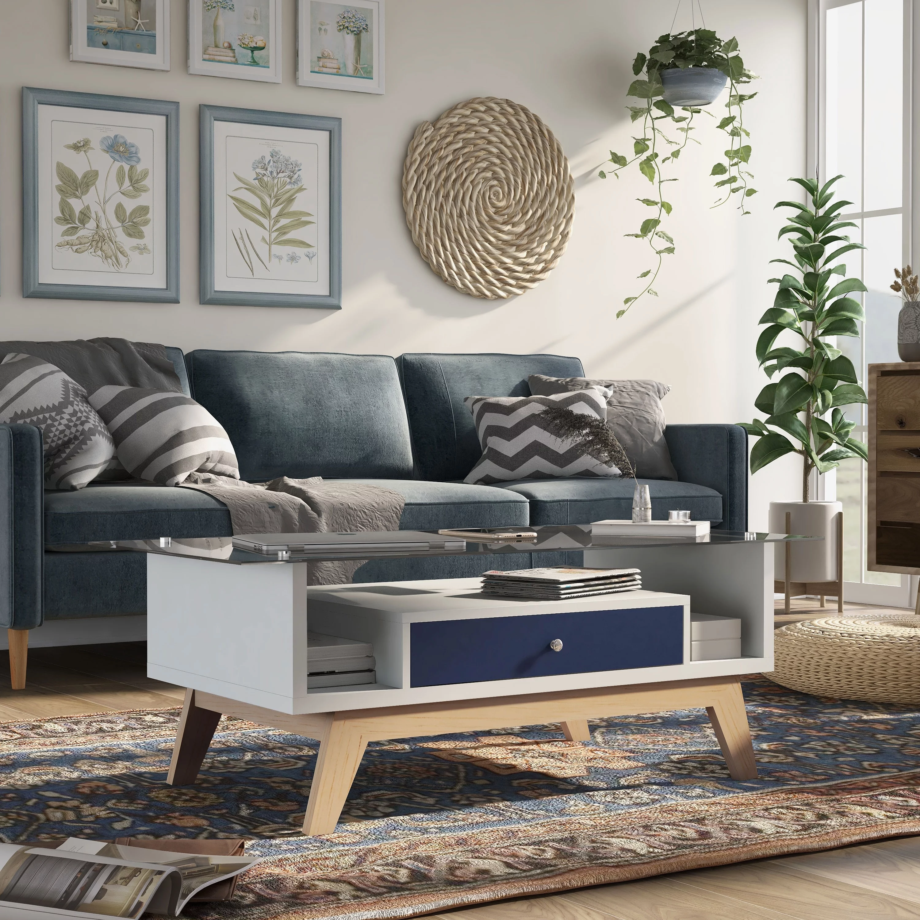 Furniture of America Tevi Modern 47-inch Glass Top 1-Shelf Coffee Table by  Espresso Espresso Finish