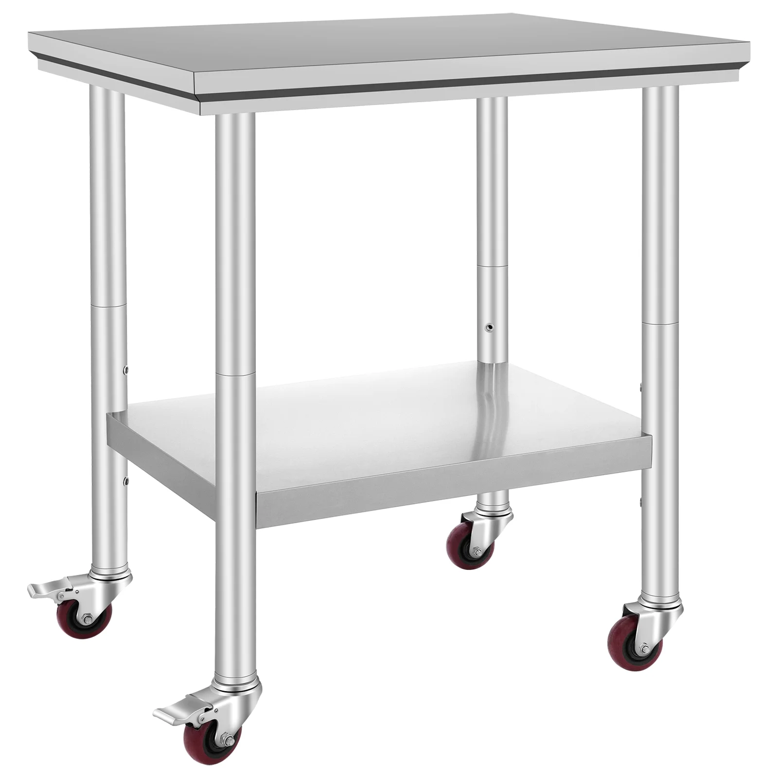 SKYSHALO Stainless Steel Work Table with Wheels 24 x 30 Prep Table with casters Heavy Duty Work Table for Commercial Kitchen Restaurant Business (24 x 30 x 32 inch)
