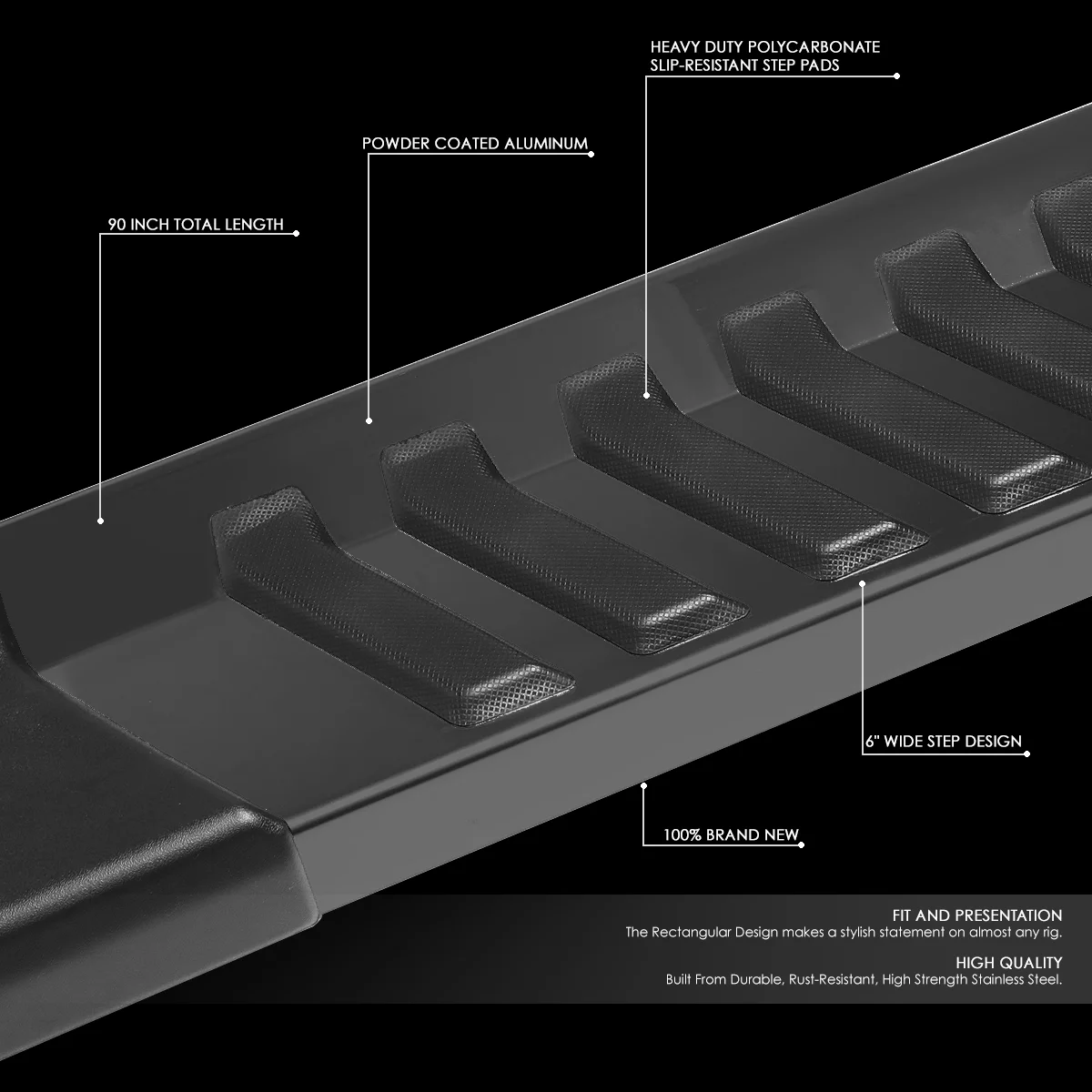 DNA Motoring STEPB-ZTL-8089-ALBK For 1999 to 2016 Ford Super Duty SuperCrew Cab Aluminum Exturded Board Side Step Nerf Bar Running Boards 00 01 02 03 04