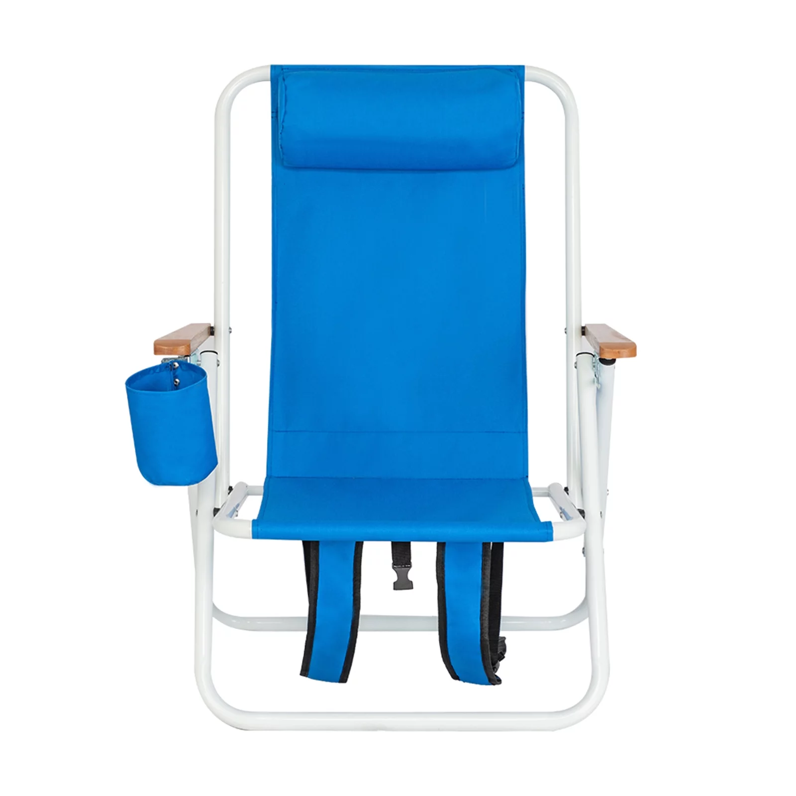 Portable Blue Beach Chair with Adjustable Headrest - High Strength, Lightweight, Foldable - Perfect for Relaxing on the Beach
