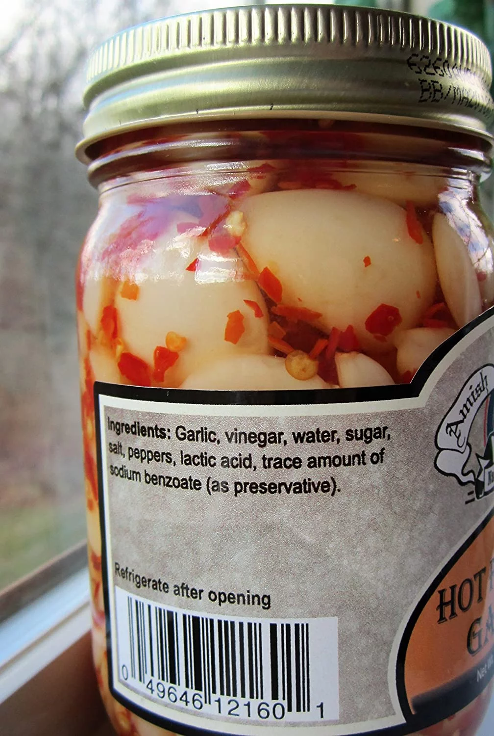 Amish Wedding Foods Hot Pickled Garlic Cloves, 2-Pack 15 oz. Jars