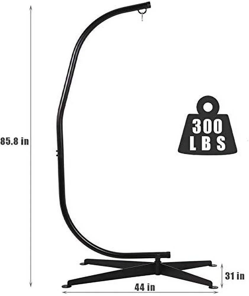 Heavy Duty Metal Hanging Hammock C-Stand for Chair, Porch Swing WWeather-Resistant Finish, Offset Base, 360-DEGREE Rotation (c01)
