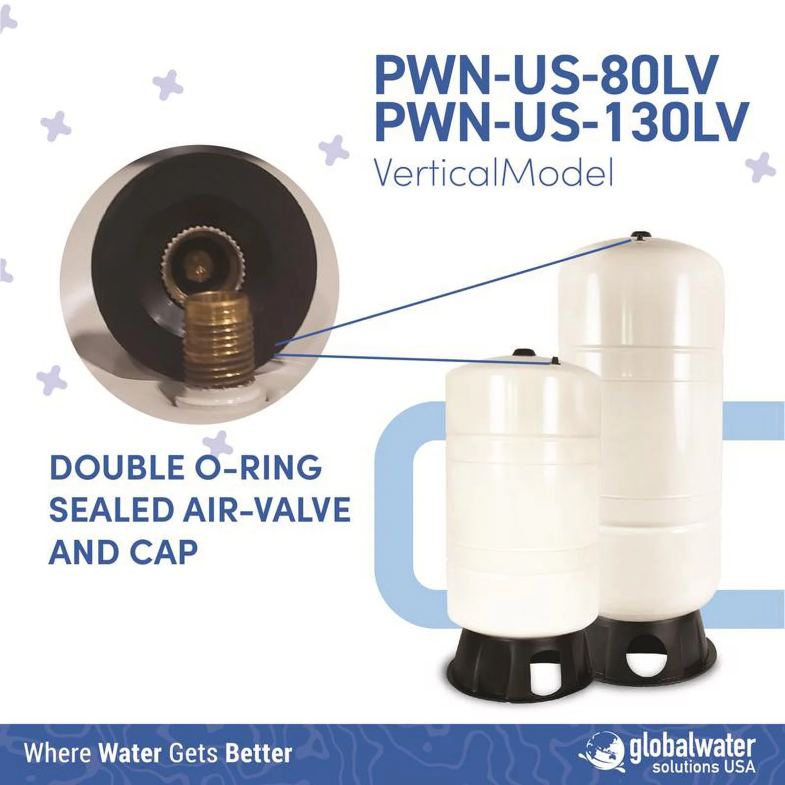 Global Water Solutions  34.34 gal Pressure Wave Pre-Charged Vertical Pressure Well Tank