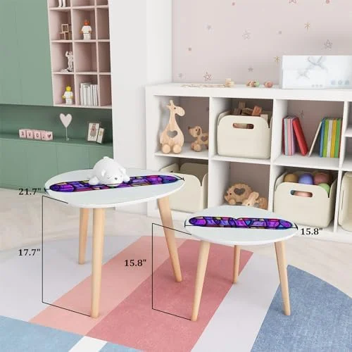 JYHOME Small Coffee Nesting  Stained Glass Font Letter w Triangle End  Center   Modern   Room Bedroom Balcony