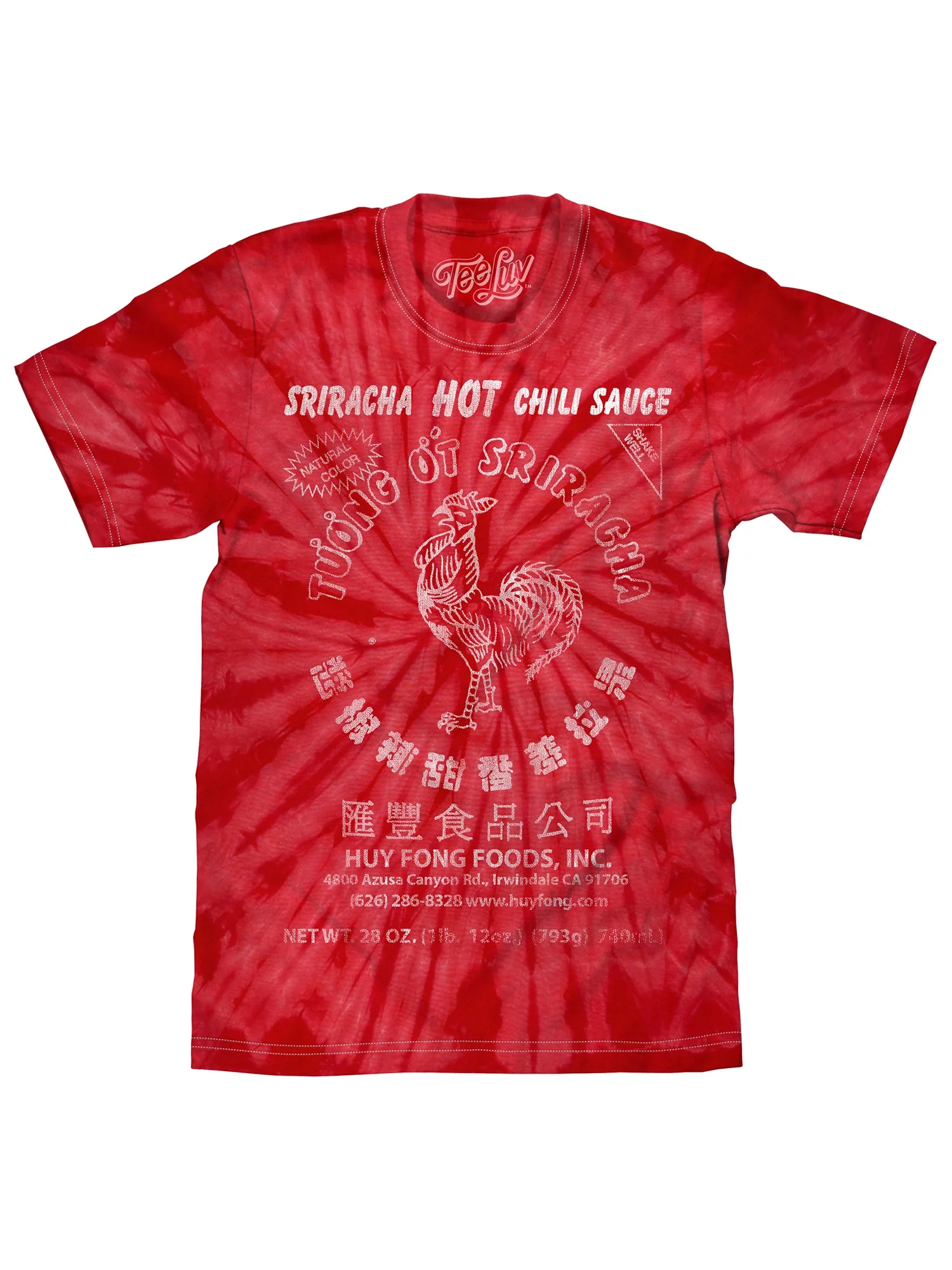 Tee Luv Men's Faded Tuong Ot Sriracha Hot Chili Sauce Logo Tie Dye Shirt (3XL)