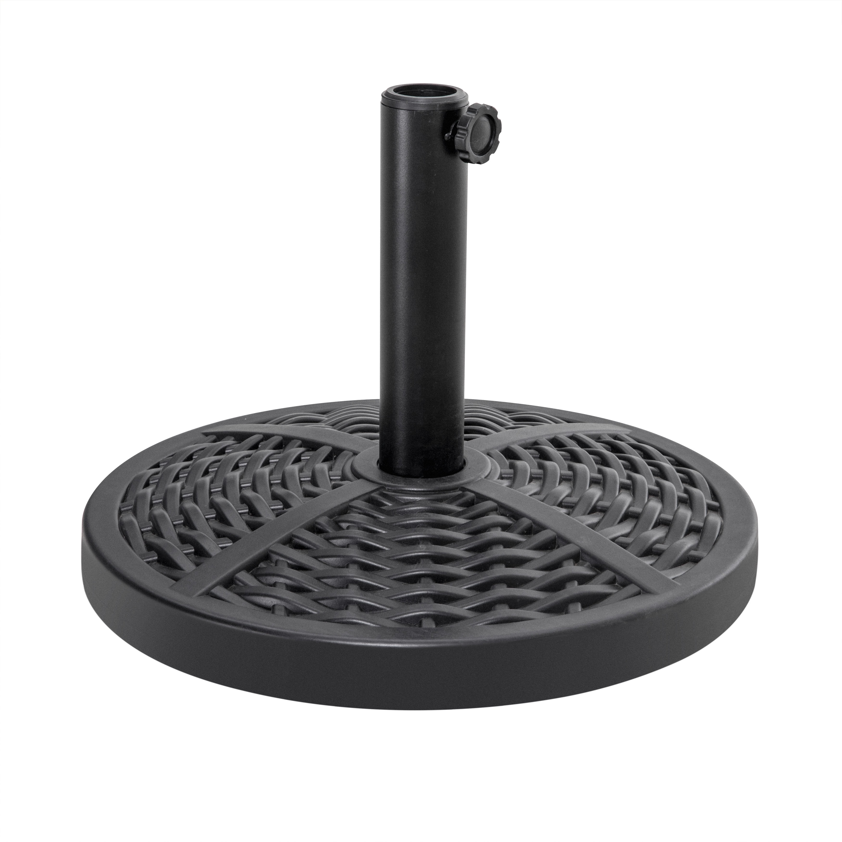 Nuu Garden Outdoor 26 lb. 18'' Round Patio Umbrella Base, Weighted Umbrella Stand with Hand-turn Knob, Weather-resistant Polyethylene and Concrete, for Patio Umbrellas with Φ1.5''-1.9'' Poles, Black