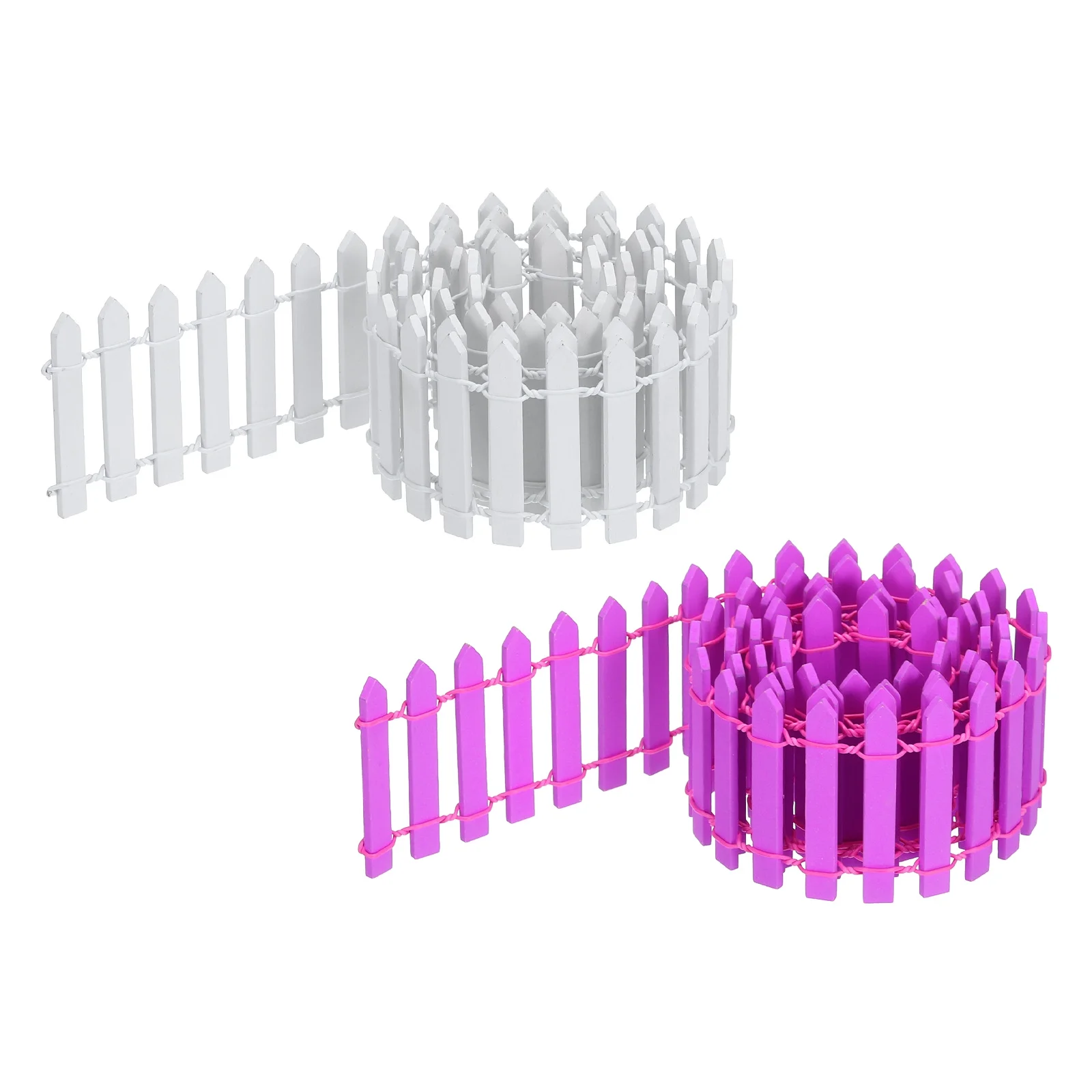 Uxcell 2pcs 35 Inch Miniature Garden Fence, Mini Ornament Wood Picket for Dollhouse Home Rose Red/White