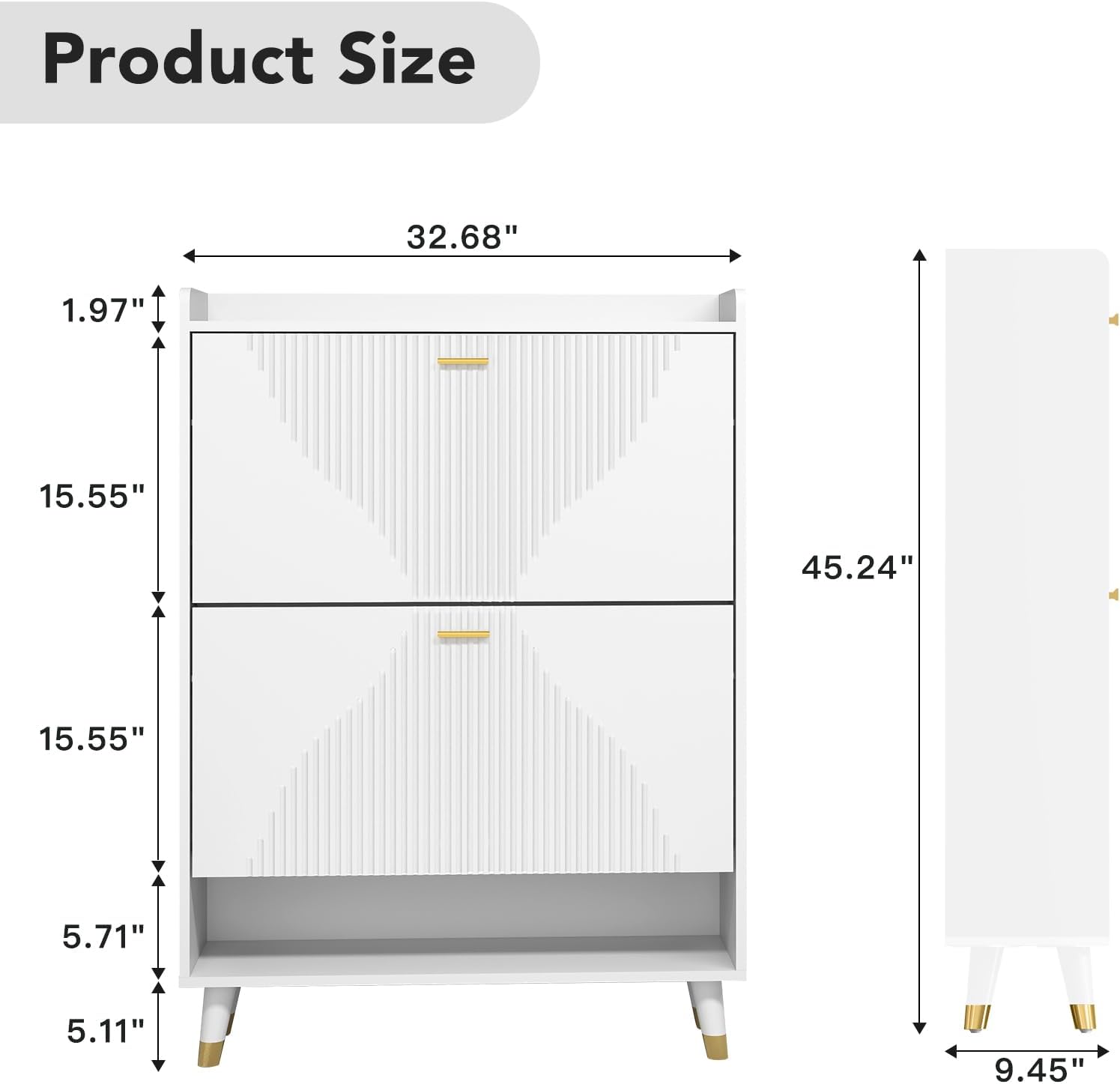 Shoe Storage Cabinet with 2 Flip Drawers, Slim Wooden Freestanding Shoe Cabinet with Cubby and Shelf, Hidden Narrow Shoes Rack Organizer for Entryway Hallway, Holds 24 Pairs, White