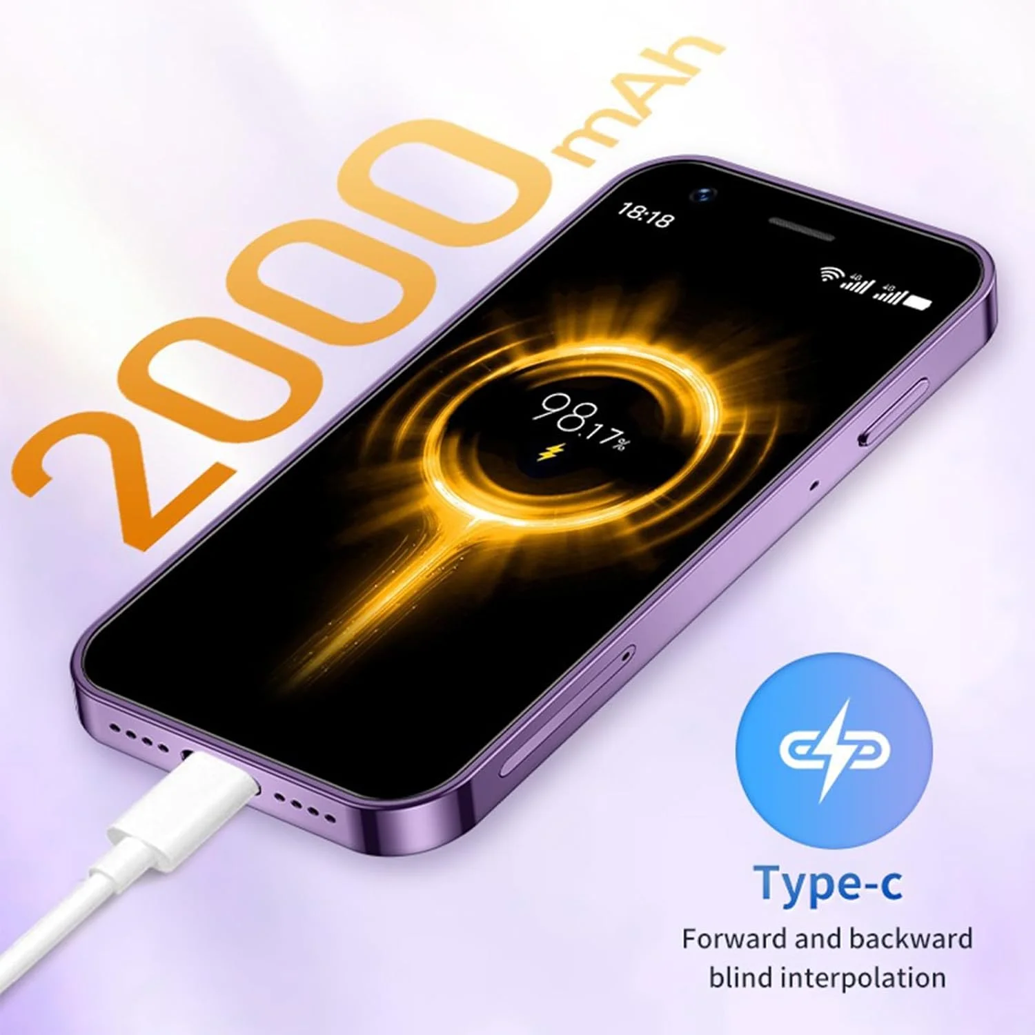 Mini Phone 4G World Smallest Phone 3inches Unlocked Mini Smartphone Android 10.0 Mini Cell Phone Dual Sim Broisae XS16 2GB Ram 16GB ROM Mobile Phone for Kids (Purple)