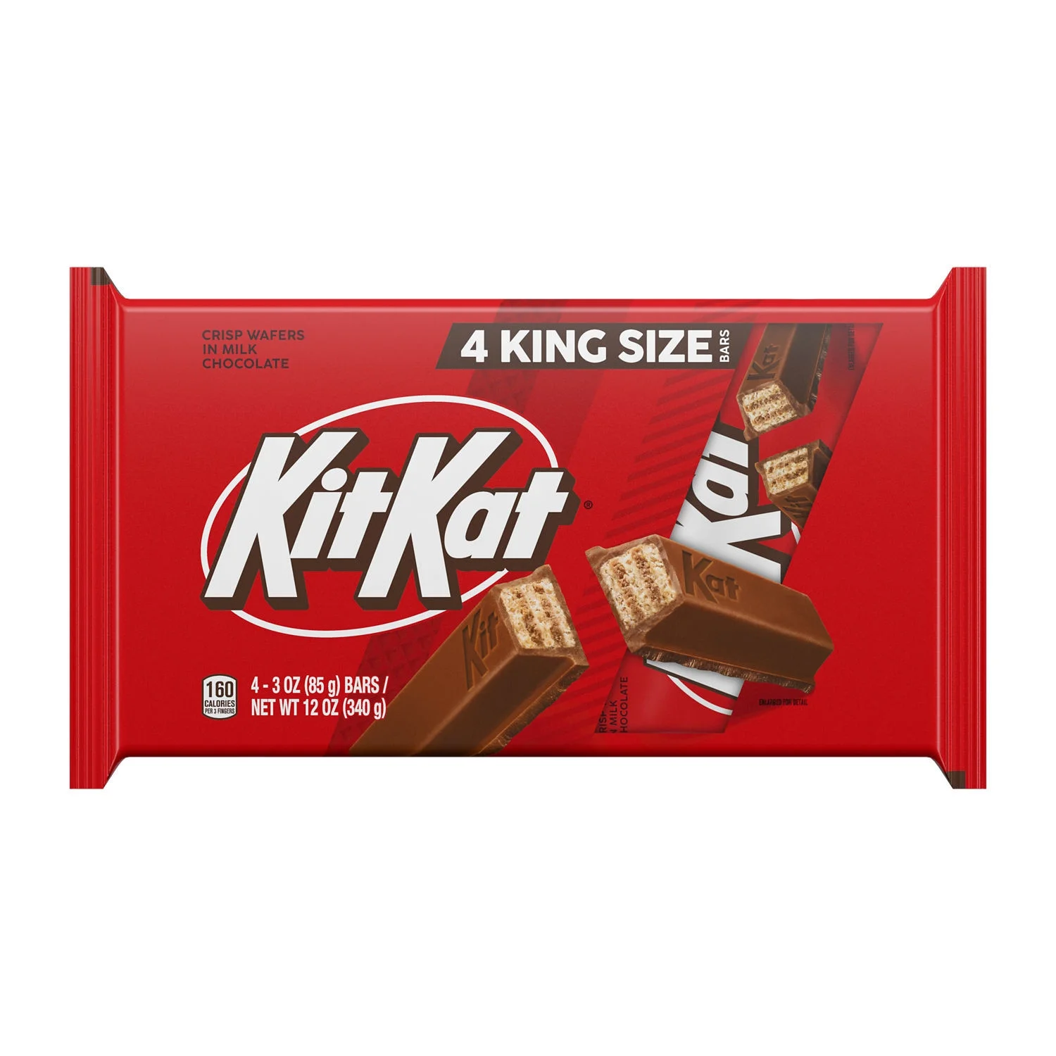 Kit Kat Milk Chocolate Wafer King Size Candy, Bars 3 oz, 4 Count