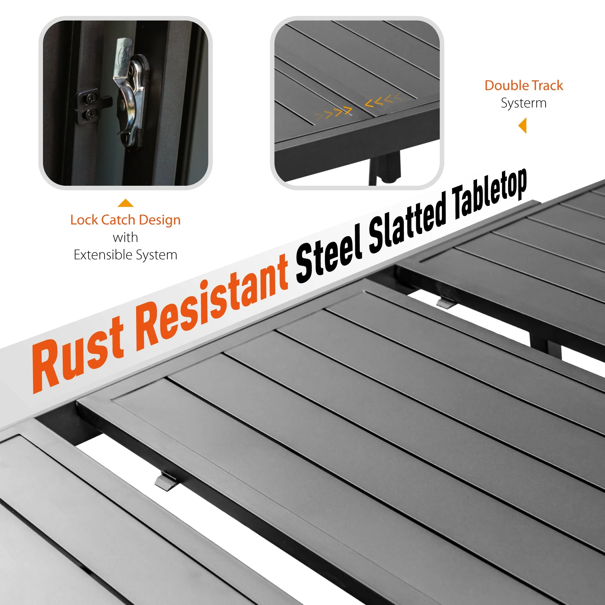 Sophia & William 9 Pieces Metal Patio Dining Set Swivel Chairs and Extendable Table Set