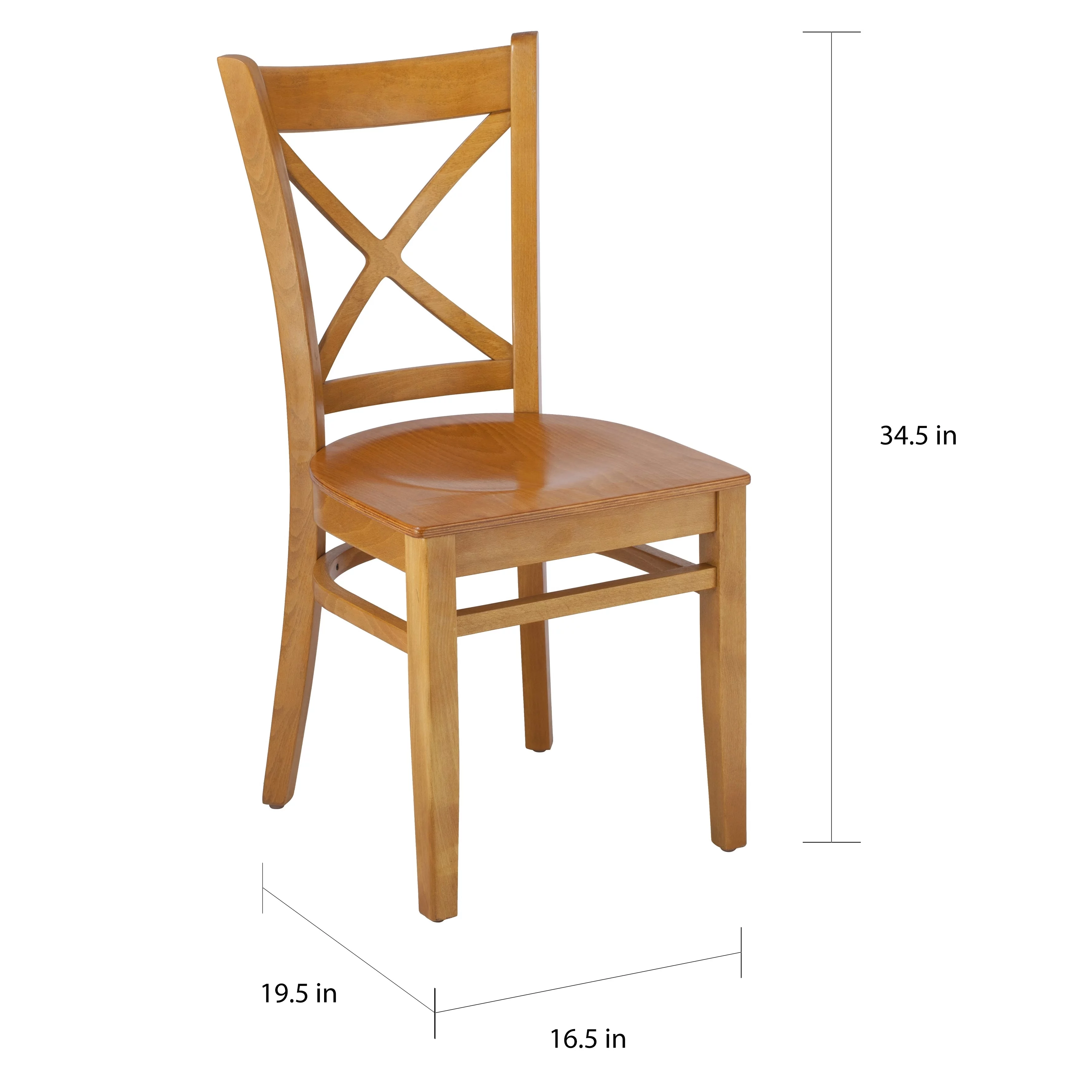 Cross Back Side Chair in Cherry with Wood Seat (Set of 2)