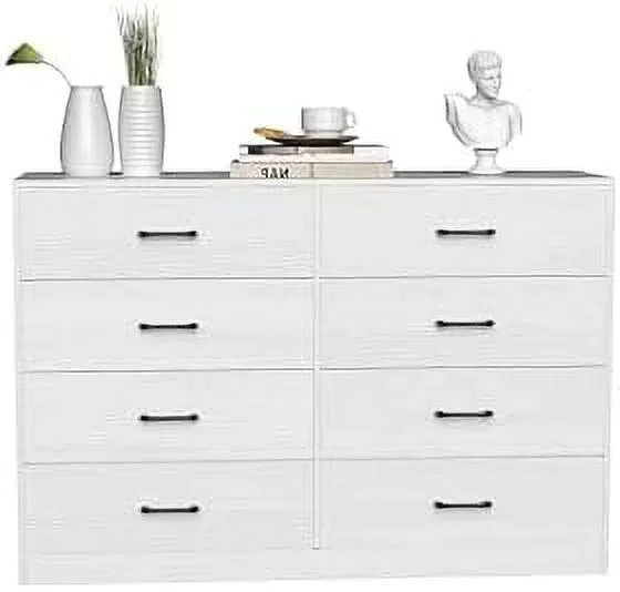 HBLUKDL 8 Drawer Dresser for Bedroom with Deep Drawers  Large Floor Wood Dressers & Chest of Drawers  Modern Long Dressers for Closet Living Room Hallway (Brown)