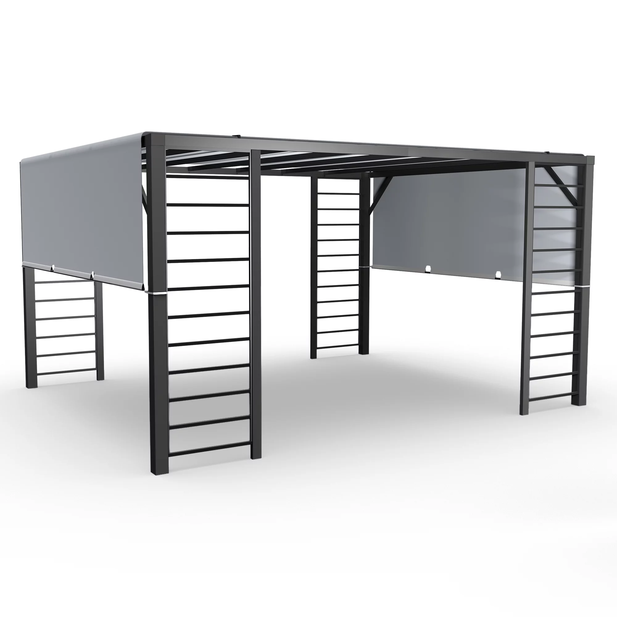 10 ft. x 12 ft. Aluminum Outdoor Pergola with and Retractable GrayShade