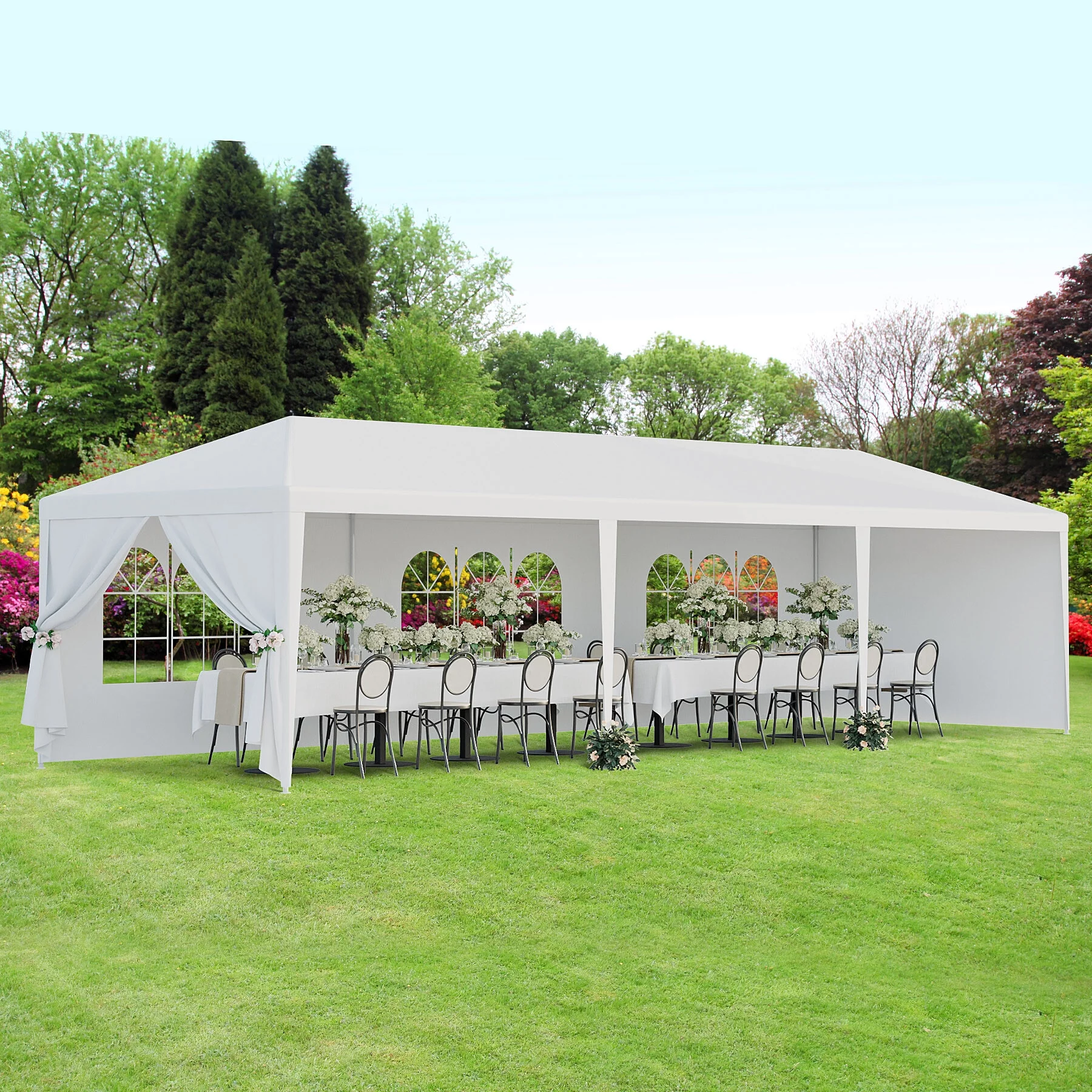 F2C 10x30 Waterproof Wedding Tent, Outdoor Canopy Tent for Weddings, BBQ Events, Parties - Large Space, Rust-Resistant Steel Frame, Removable Sidewalls