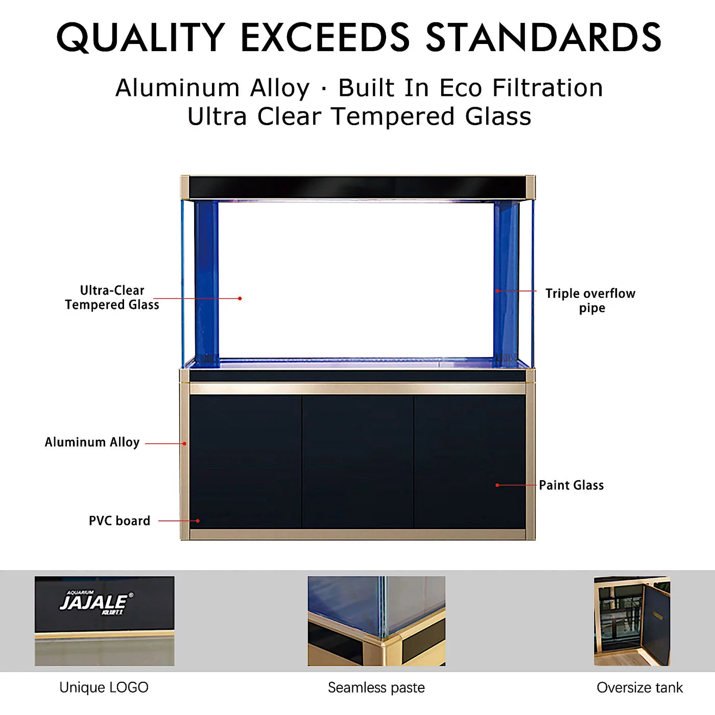 Aqua Dream 135 Gallon Tempered Glass All-in-one Aquarium Black With Gold
