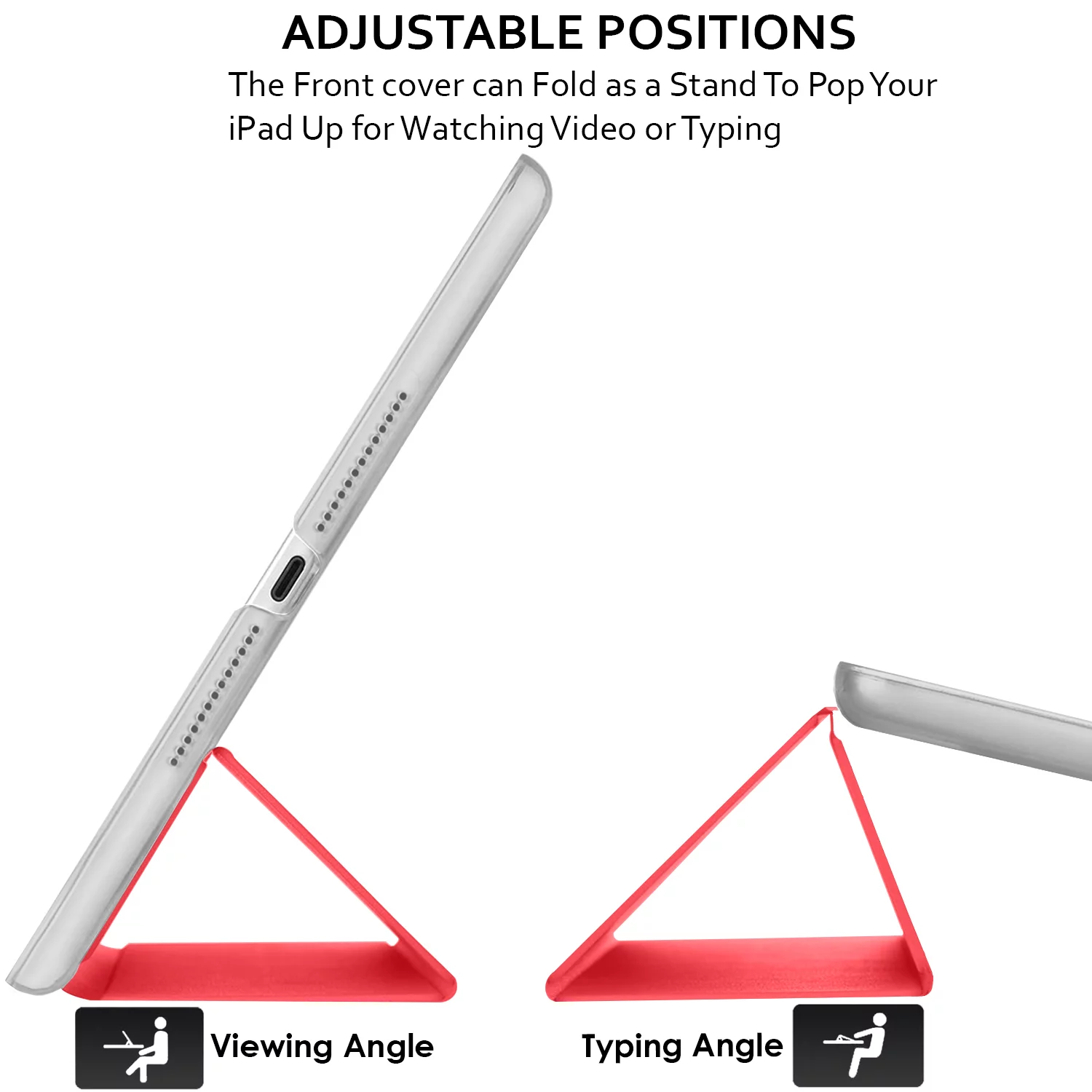 DuraSafe Cases iPad 2014 9.7 Inch Air 2 1 [ iPad 6th 5th Air 1st 2nd ] A1567 A1566 MGLW2LL/A MGL12LL/A MH0W2LL/A MGKM2LL/A Slim Hard Shell Protective Stand Cover - Red