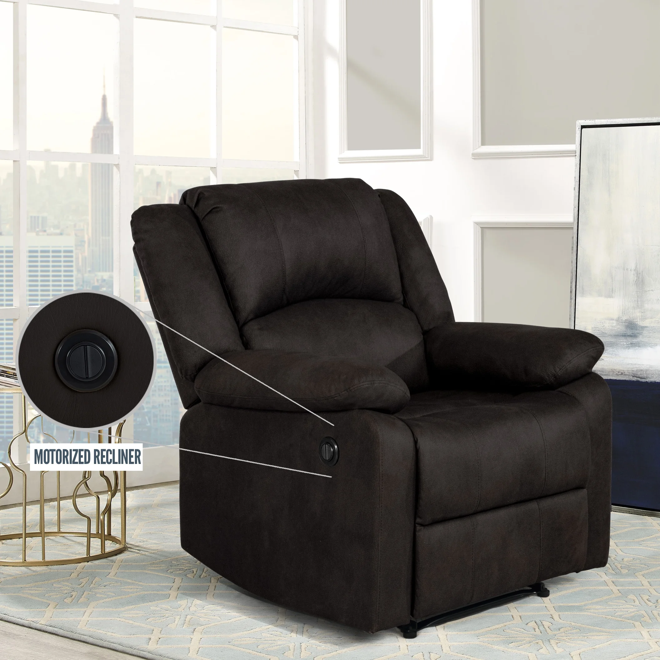 Relax-A-Lounger Paxton Power Recliner by Relax-A-Lounger, Java Brown Fabric