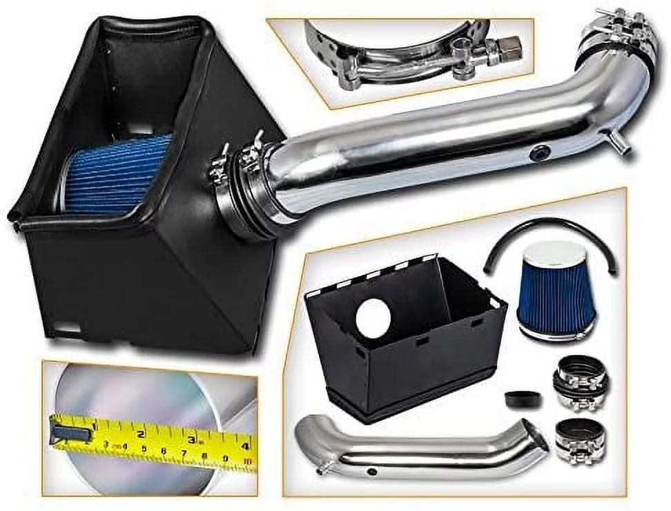 Cold Air Intake System with Heat Shield Kit + Filter Combo BLUE Compatible For 03-08 Dodge Ram 1500 V8 4.7L 5.7L V8 / 03-08 Dodge Ram 2500 5.7L V8