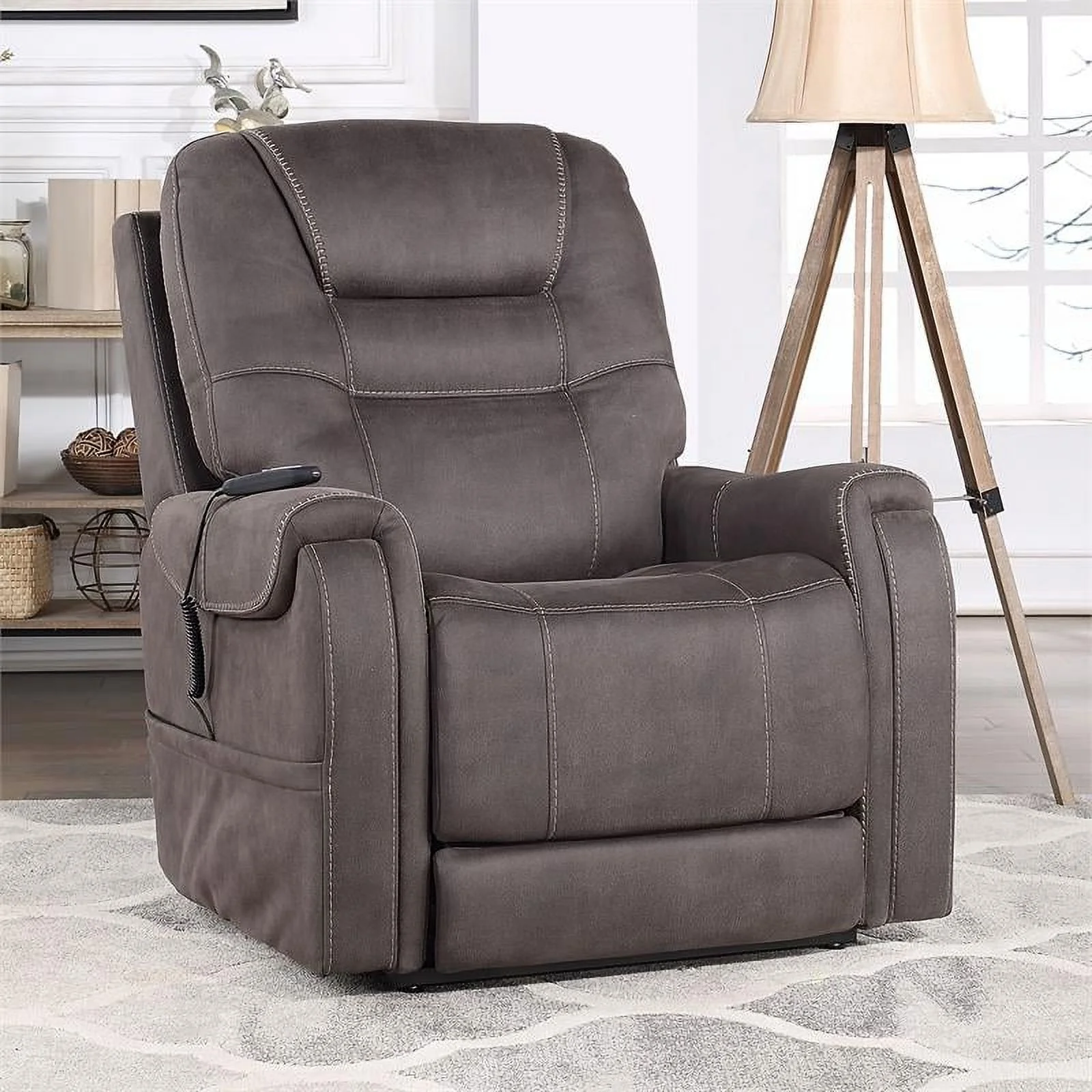Bowery Hill Transitional Stone Microfiber Power Lift Chair with Heat