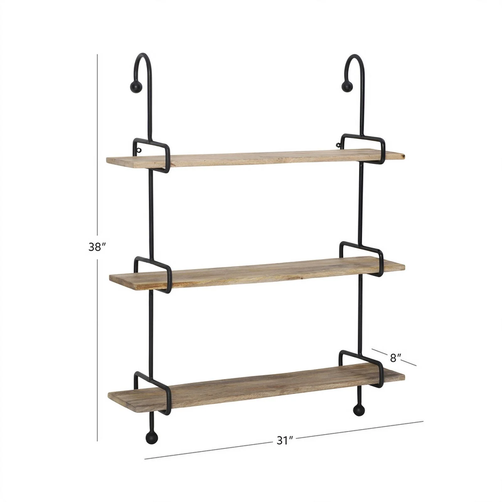 Linon Chrisley Metal Wall Shelves in Black