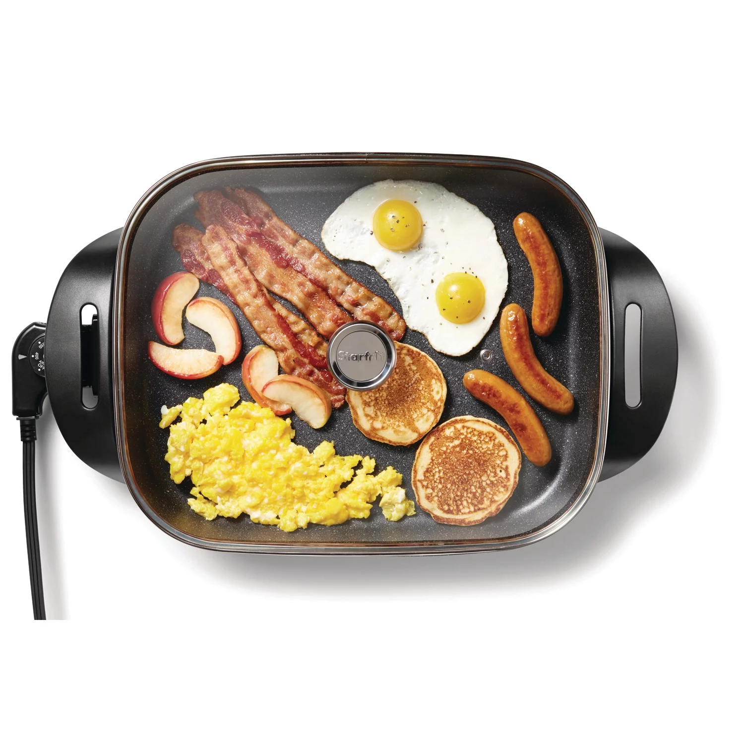 THE ROCK by Starfrit 024401-002-0001 THE ROCK by Starfrit 12-Inch x 15-Inch 1,200-Watt Extra-Large Electric Skillet with Glass Lid