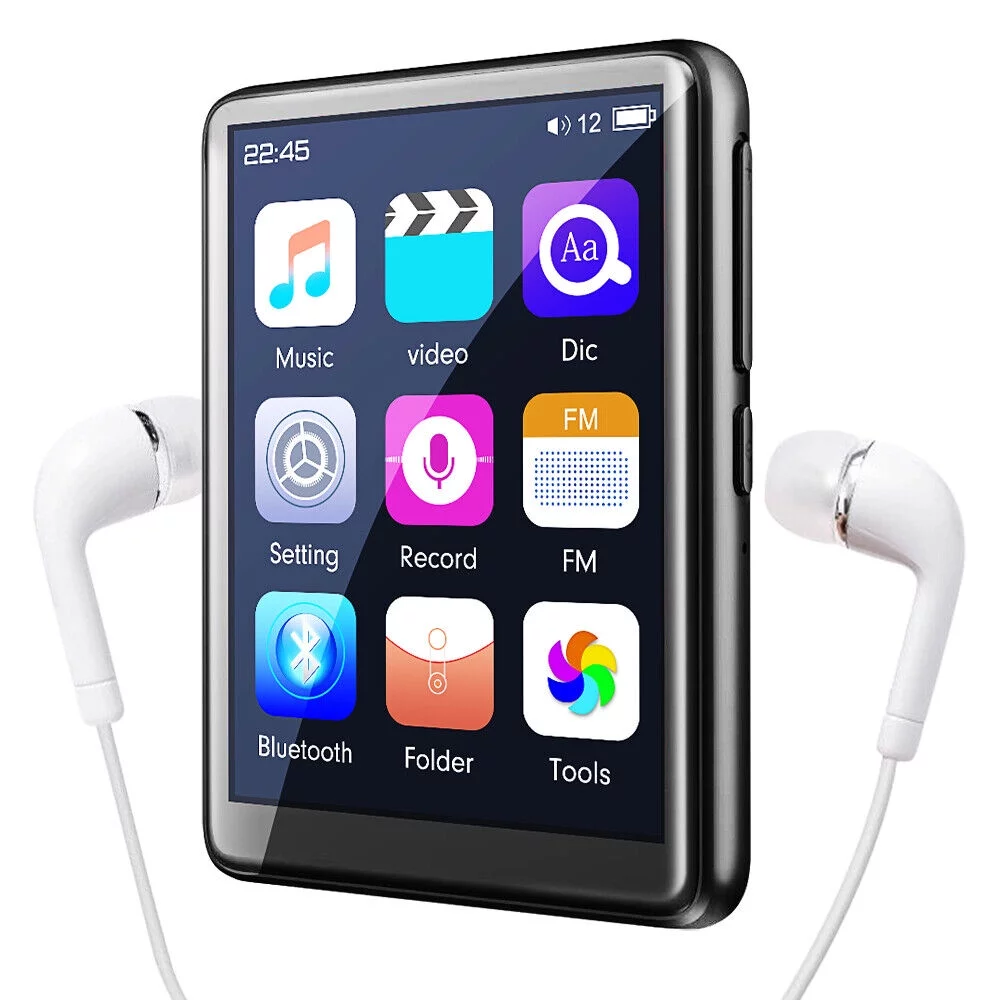 Seneo Bluetooth 5.0 Portable MP3 Player 2.5inch Full Touch Scree Music Player Hi-Fi Lossless Sound FM Radio, 16GB