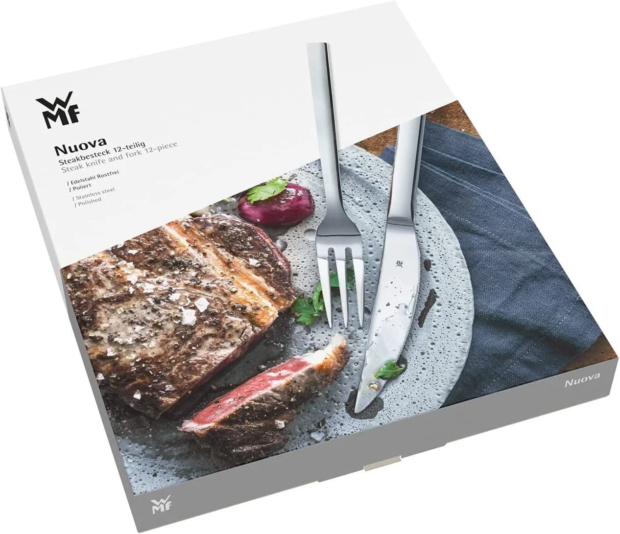 Nuova 12-Piece Covered Steak Set, Polished Stainless Steel