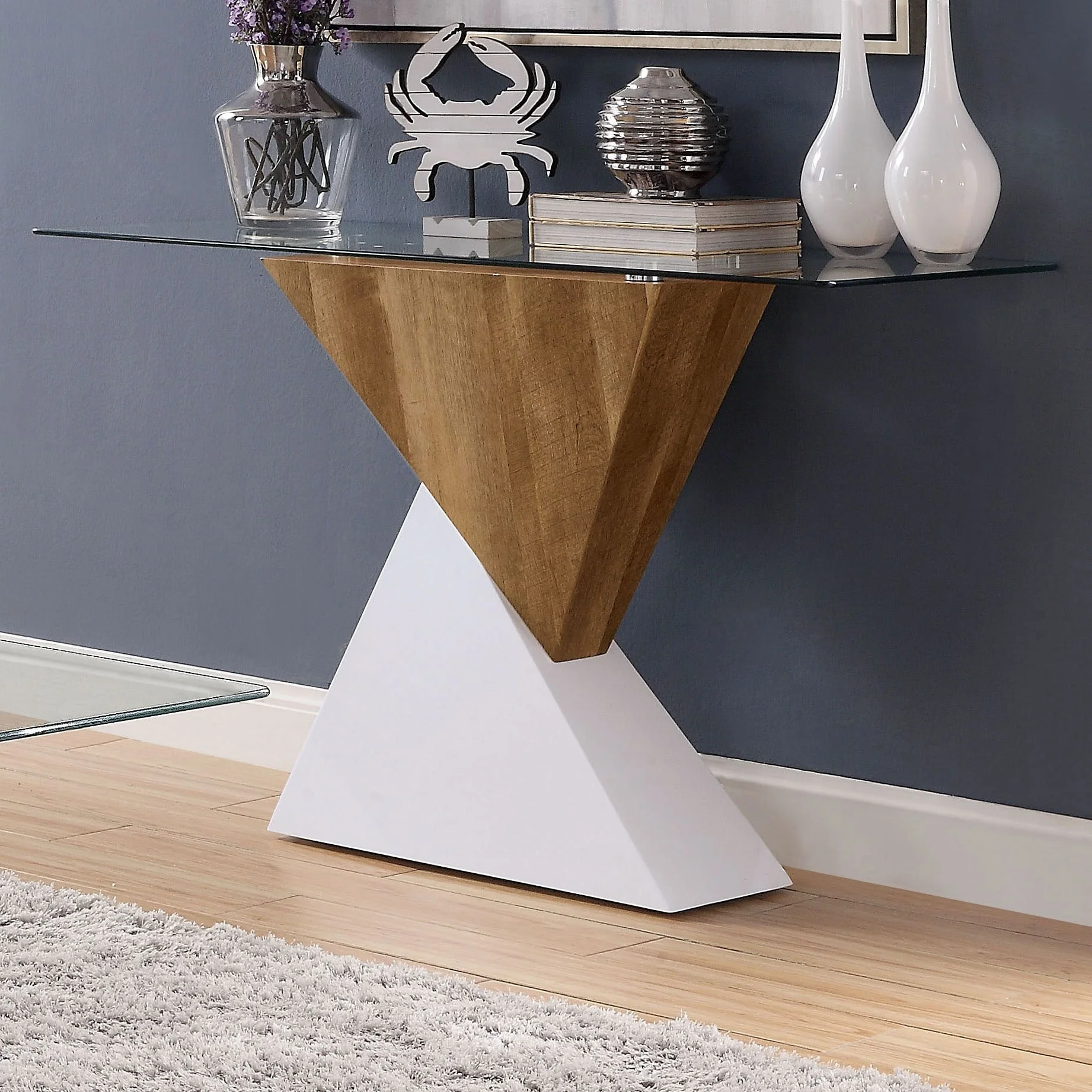 Furniture of America Cath Contemporary White 47-inch Glass Sofa Table by