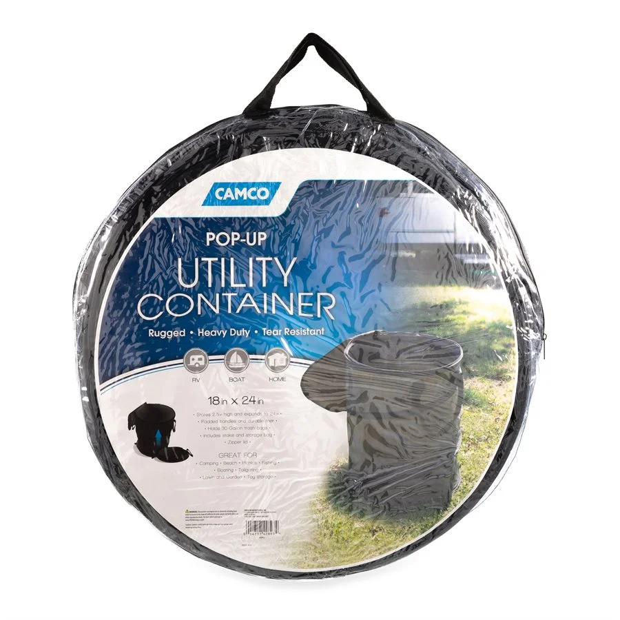 Camco 42893 Pop-Up Utility Container - Features a Sturdy Frame for 30-gallon Bags, 18