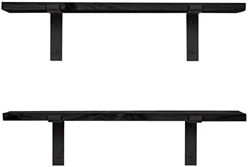 CDJXNLY Rustic Wood Floating Shelves Wall Mounted   with L Brackets  Handmade|  (Special Walnut  24" x 5.5")