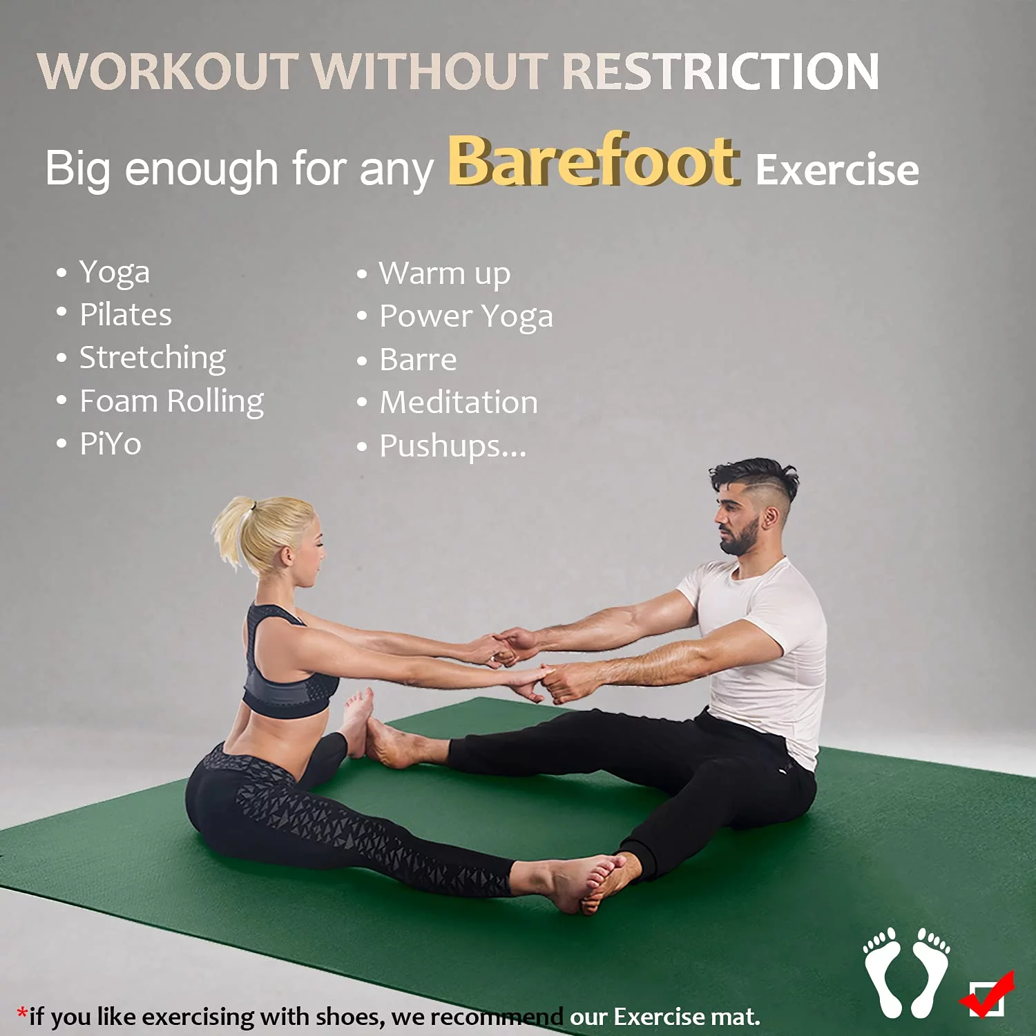 Extra Large Yoga Mat 12'x6'x7mm, Thick Workout Mats for Home Gym Flooring, Non-Slip Quick Resilient Barefoot Exercise Mat for Pilates, Stretching, Non-Toxic, Extra Wide and Ultra Comfortable