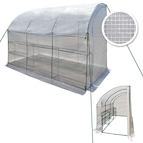 BenefitUSA Large Walk-in Wall Greenhouse 10x5x7'H with 3 Tiers/6 Shelves Gardening (White)