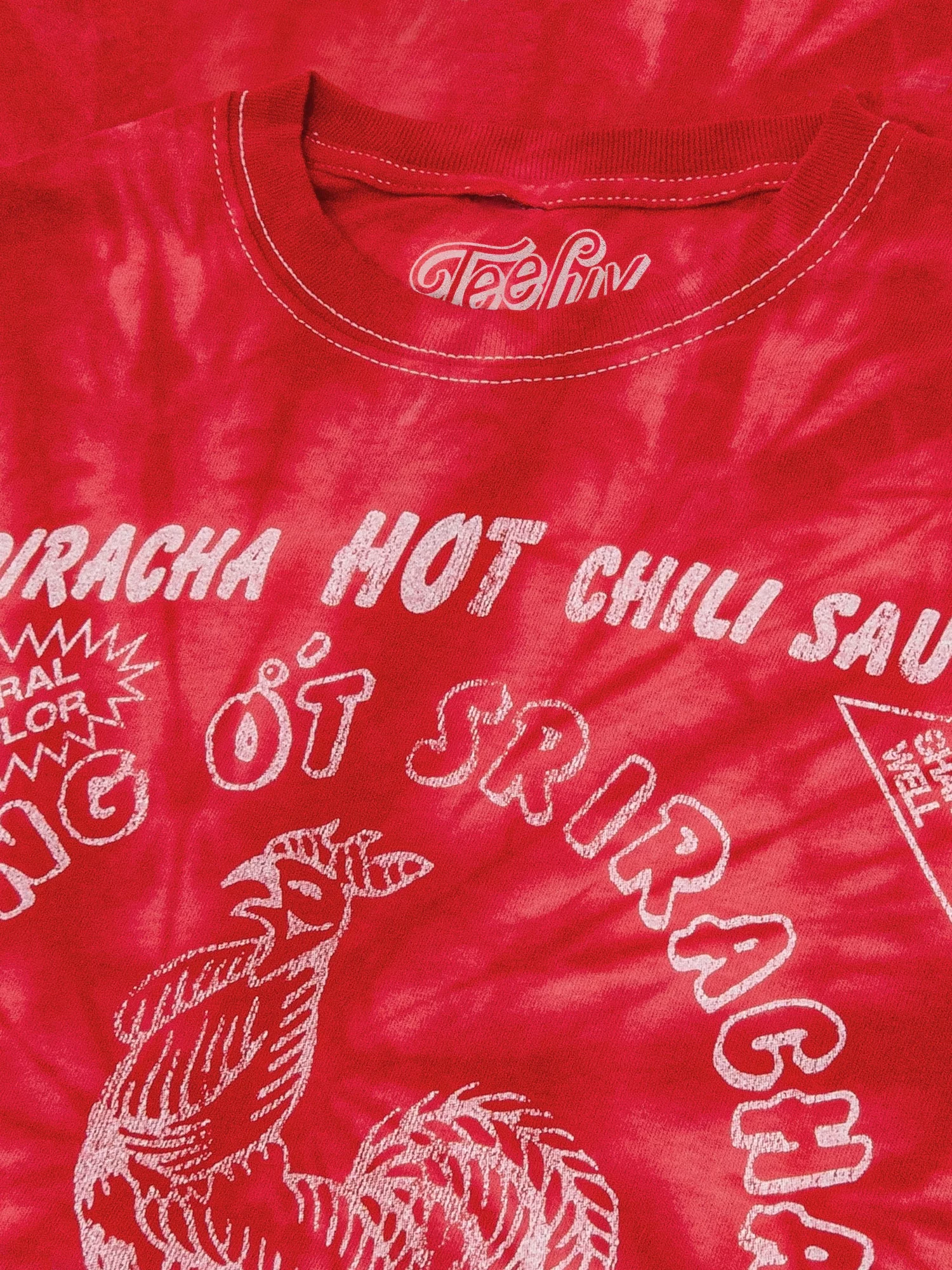 Tee Luv Men's Faded Tuong Ot Sriracha Hot Chili Sauce Logo Tie Dye Shirt (3XL)