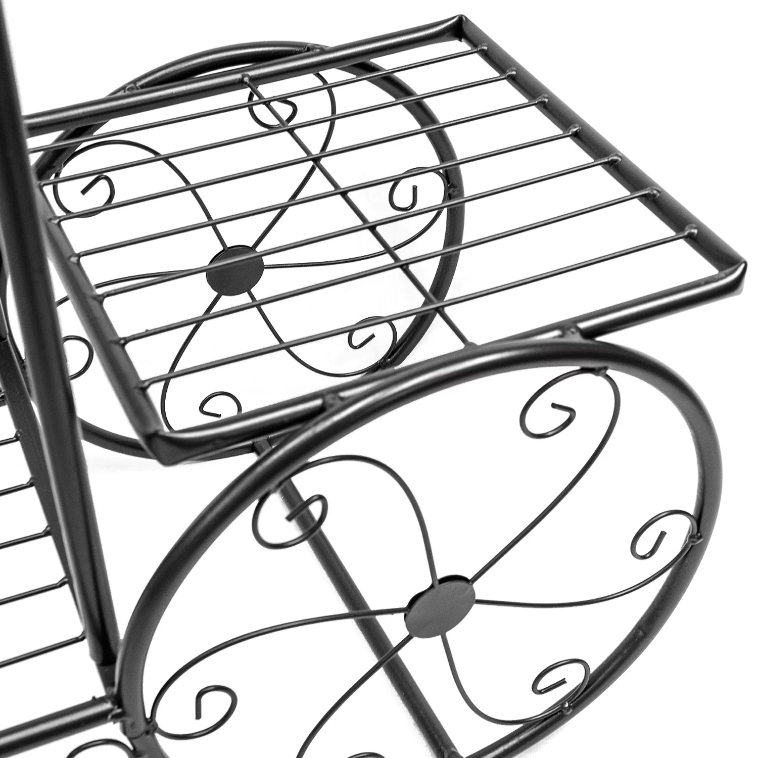 Cart Stand 6 Flower Pot Display Rack - Black