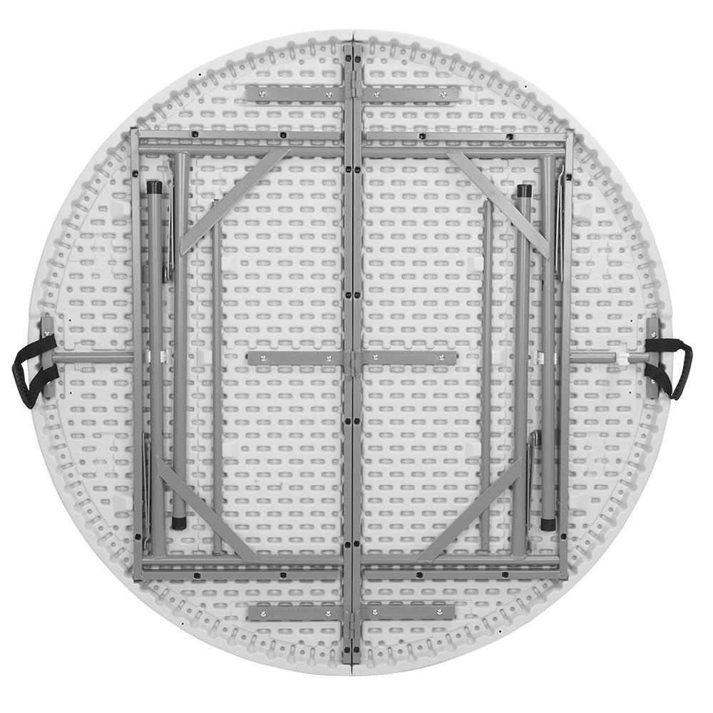 Round Plastic Table 48-Inch White Fold-In-Half Top Fold Diner Table New