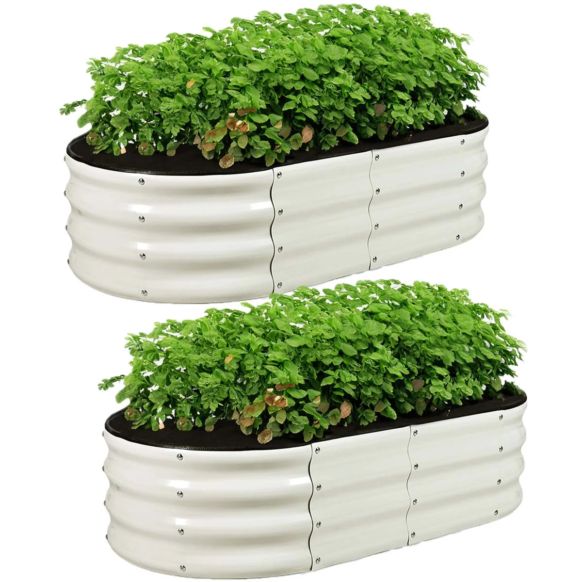 Raised Garden Beds 2pcs 4x2x1FT, Galvanized Magnesium Aluminum Outdoor Planter Box,Lightweight Modular Metal Raised Garden Bed for Vegetables, Herbs, Flower (White)