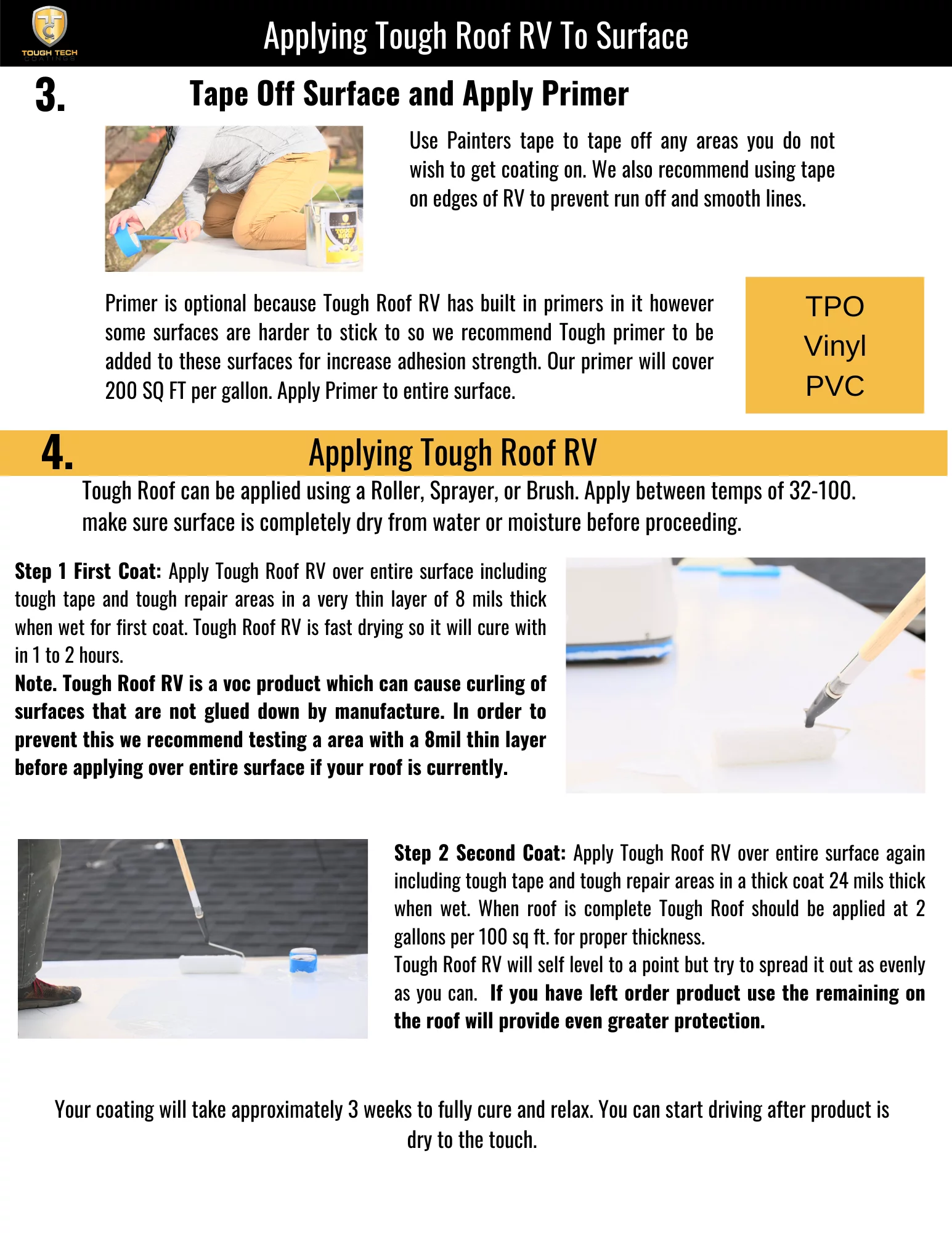 Tough Tech Coatings 5 Gallon RV Roof Coating - Permanent Waterproofing Kit, 87% UV Reflective. Self Leveling Sealant, White