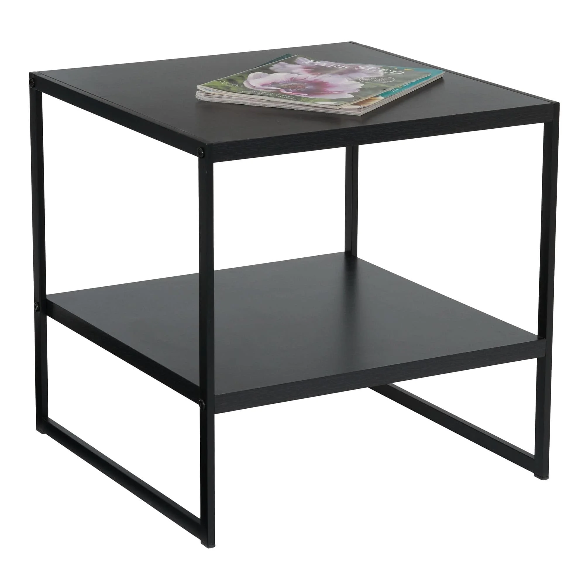 Household Essentials Square End Table in Black Wood Grain